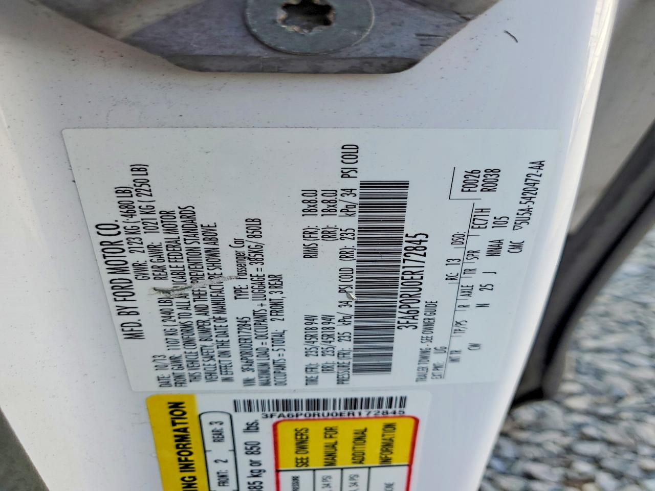 2014 Ford Fusion Titanium Hev White vin: 3FA6P0RU0ER172845