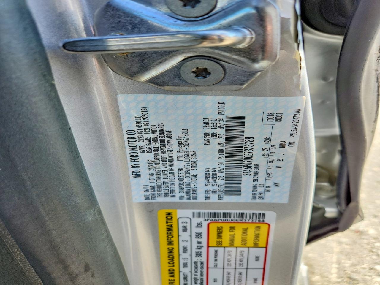 2014 Ford Fusion Titanium Hev Silver vin: 3FA6P0RU0ER373788