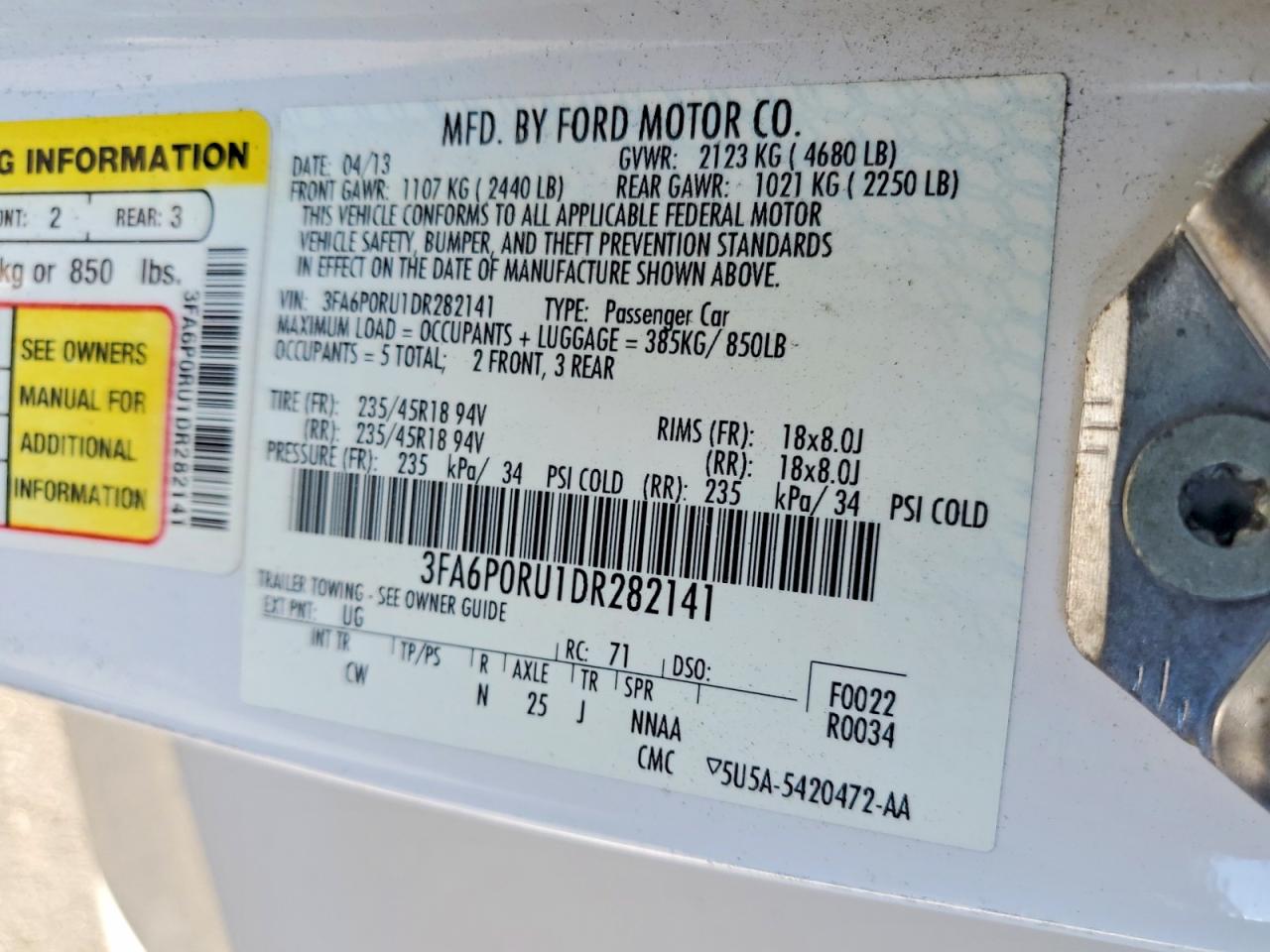 2013 Ford Fusion Titanium Hev Белый vin: 3FA6P0RU1DR282141