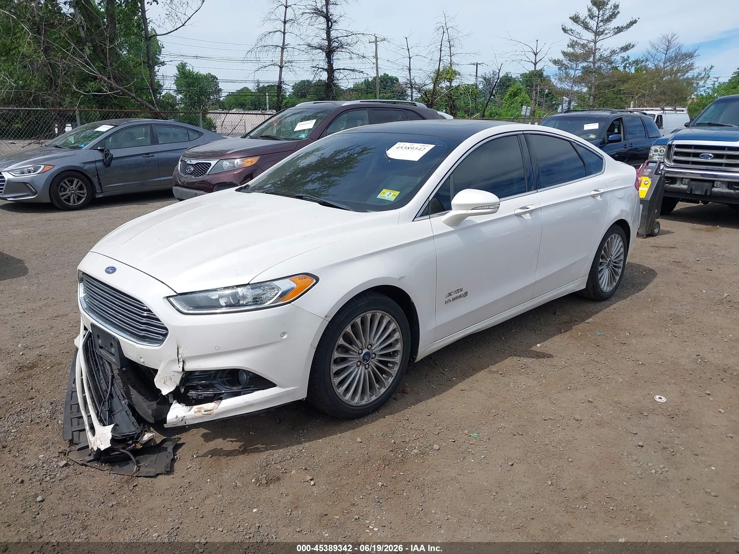2014 Ford Fusion Hybrid Titanium White vin: 3FA6P0RU1ER263901