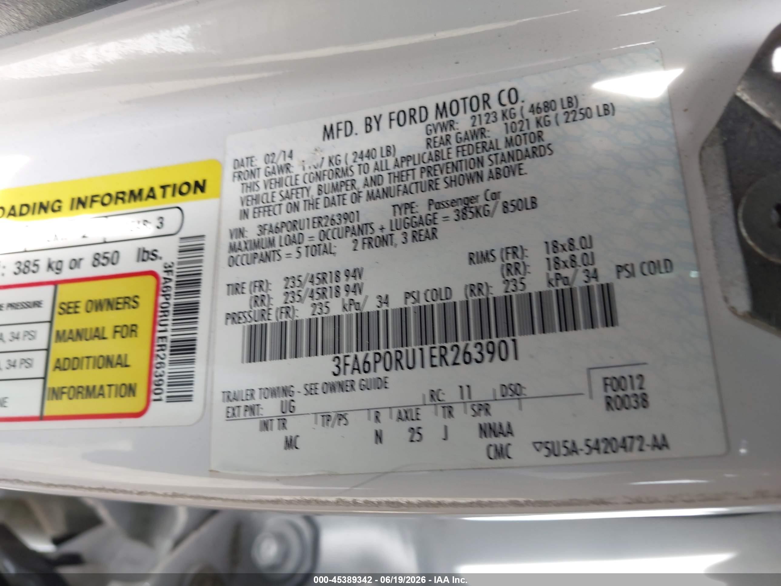 2014 Ford Fusion Hybrid Titanium White vin: 3FA6P0RU1ER263901