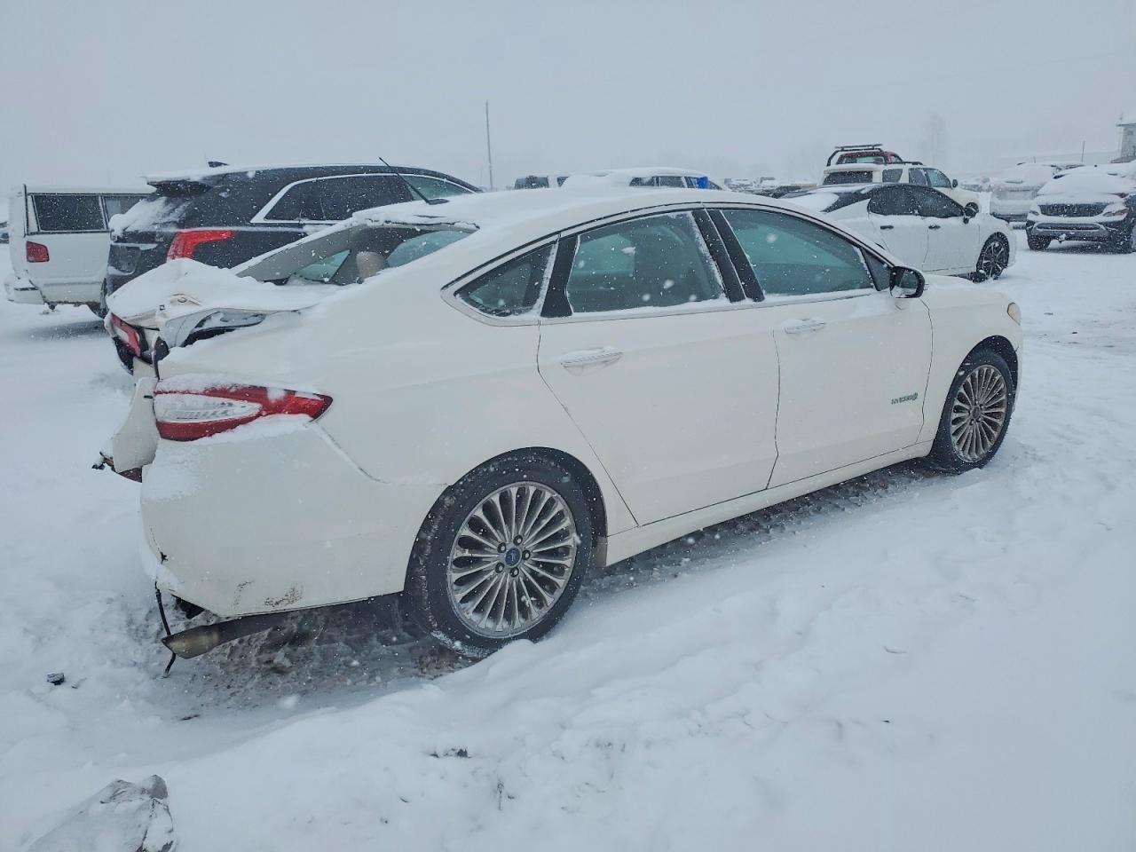 2014 Ford Fusion Titanium Hev White vin: 3FA6P0RU1ER336524