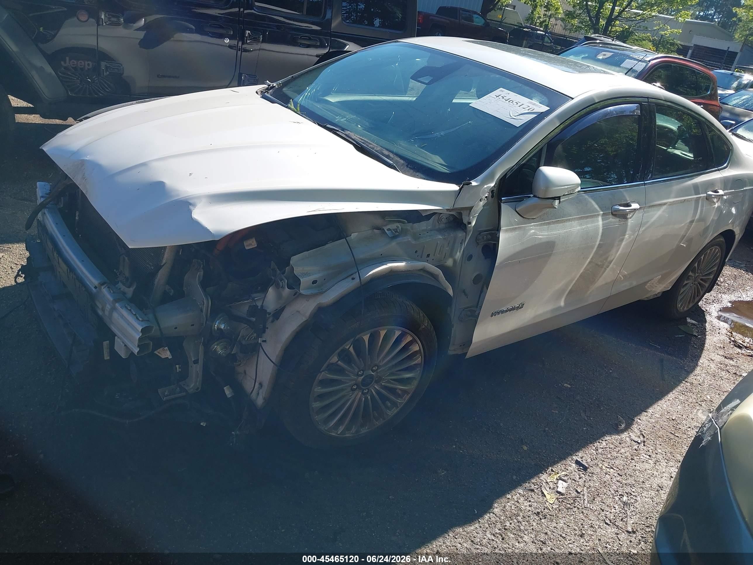 2014 Ford Fusion Hybrid Titanium White vin: 3FA6P0RU1ER351010