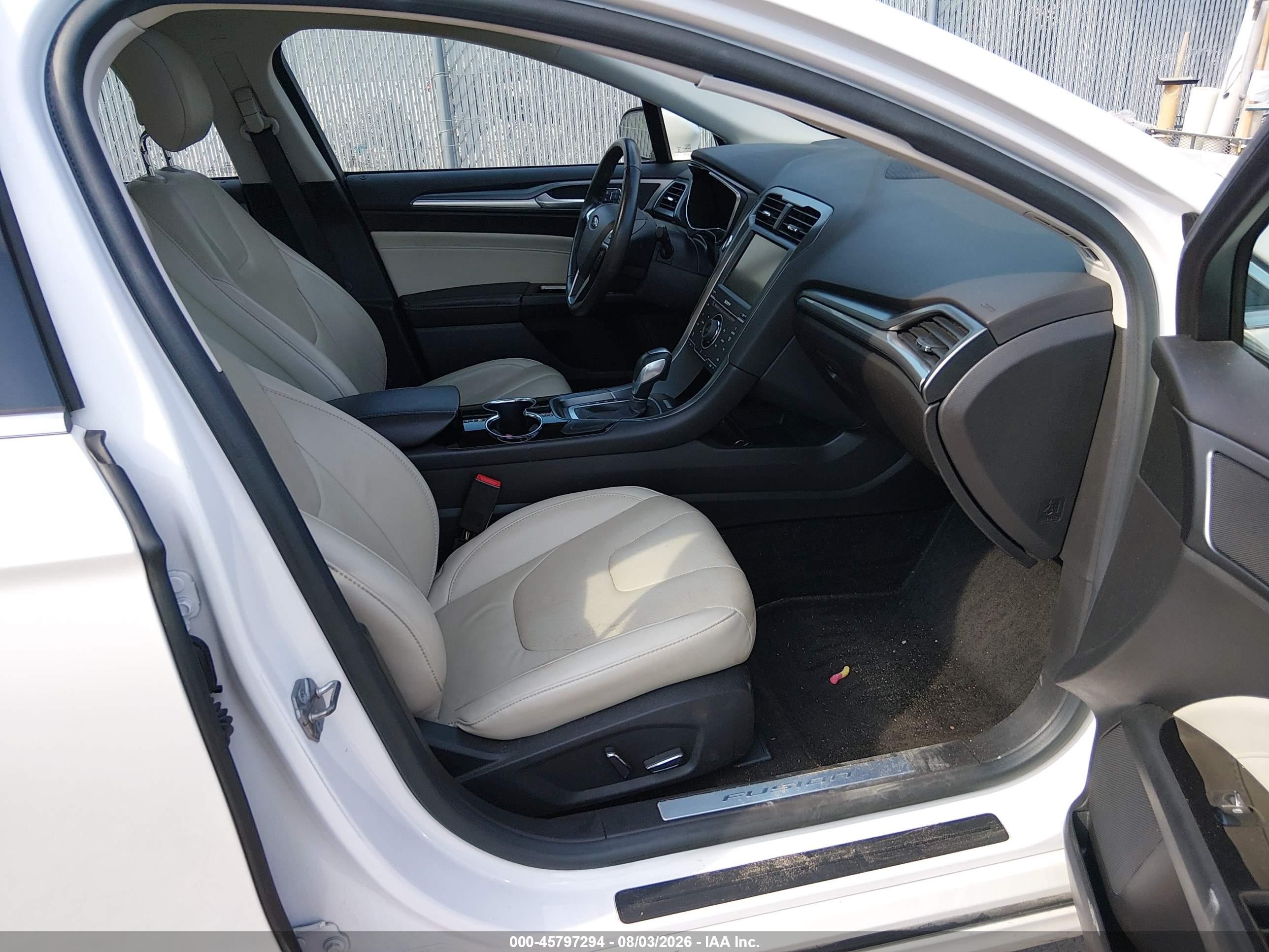 2014 Ford Fusion Hybrid Titanium White vin: 3FA6P0RU1ER393760