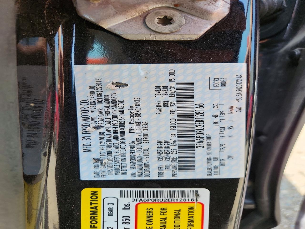 2014 Ford Fusion Titanium Hev Black vin: 3FA6P0RU2ER128166