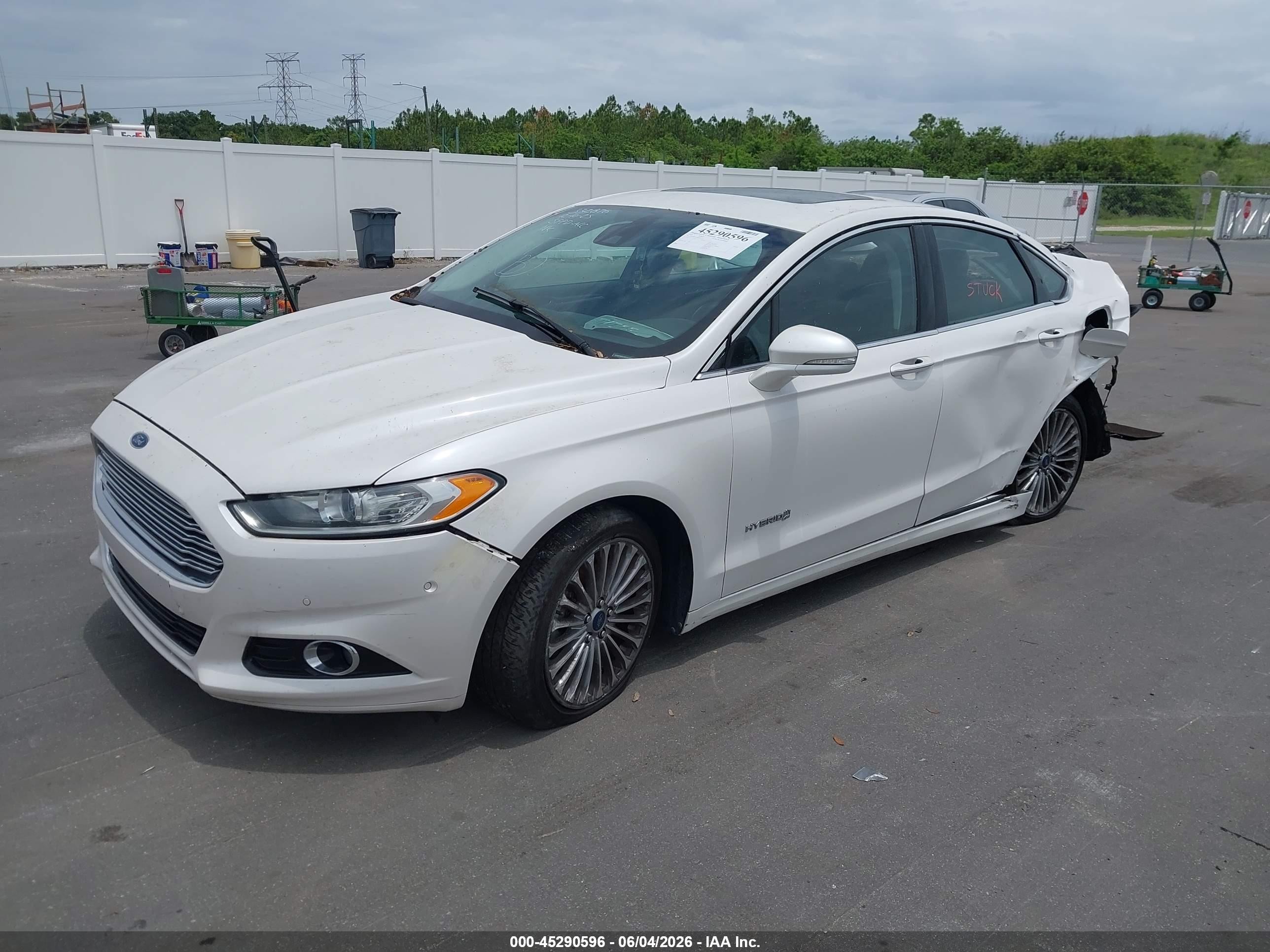 2014 Ford Fusion Hybrid Titanium White vin: 3FA6P0RU4ER190717
