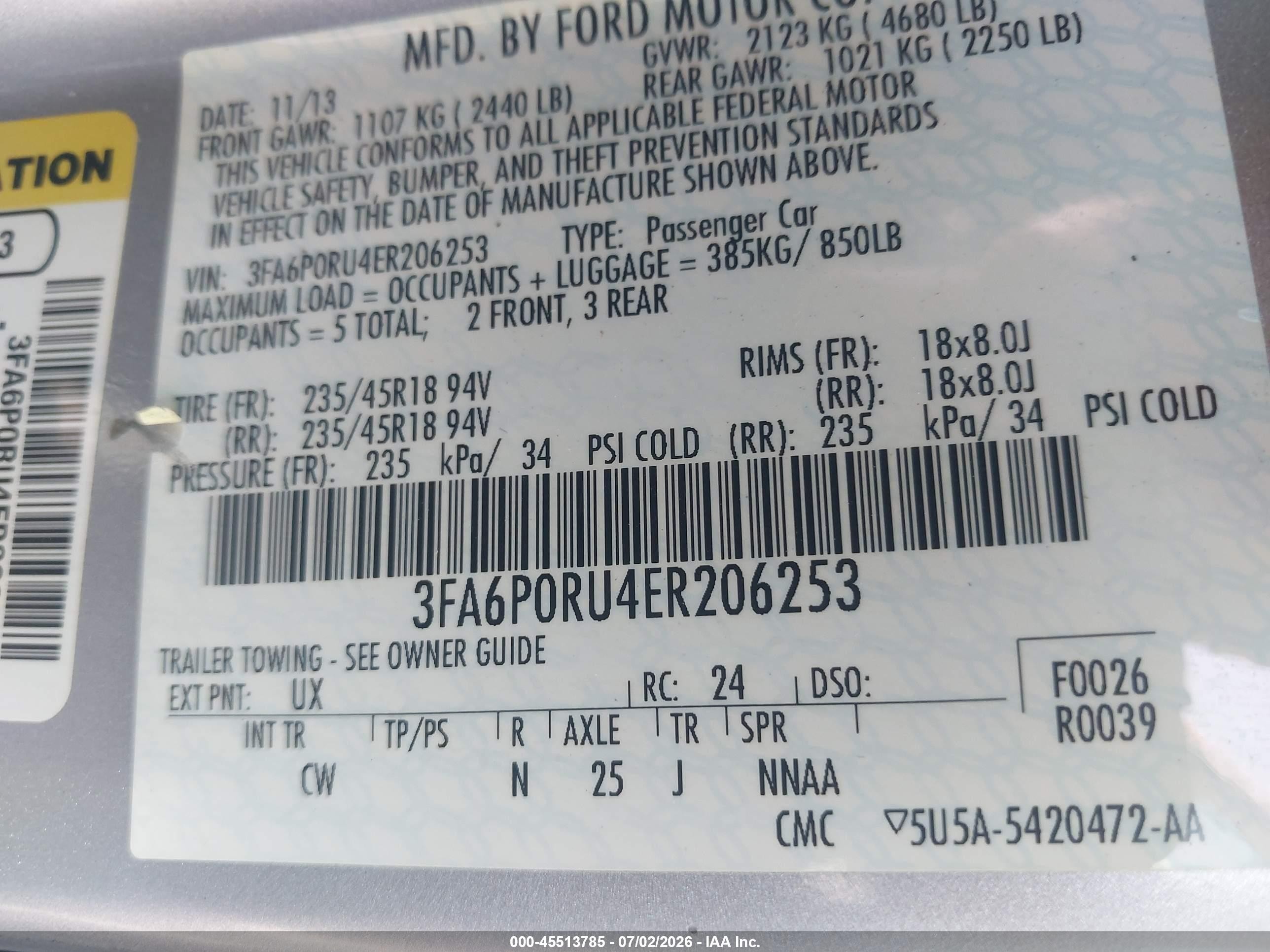 2014 Ford Fusion Hybrid Titanium Silver vin: 3FA6P0RU4ER206253