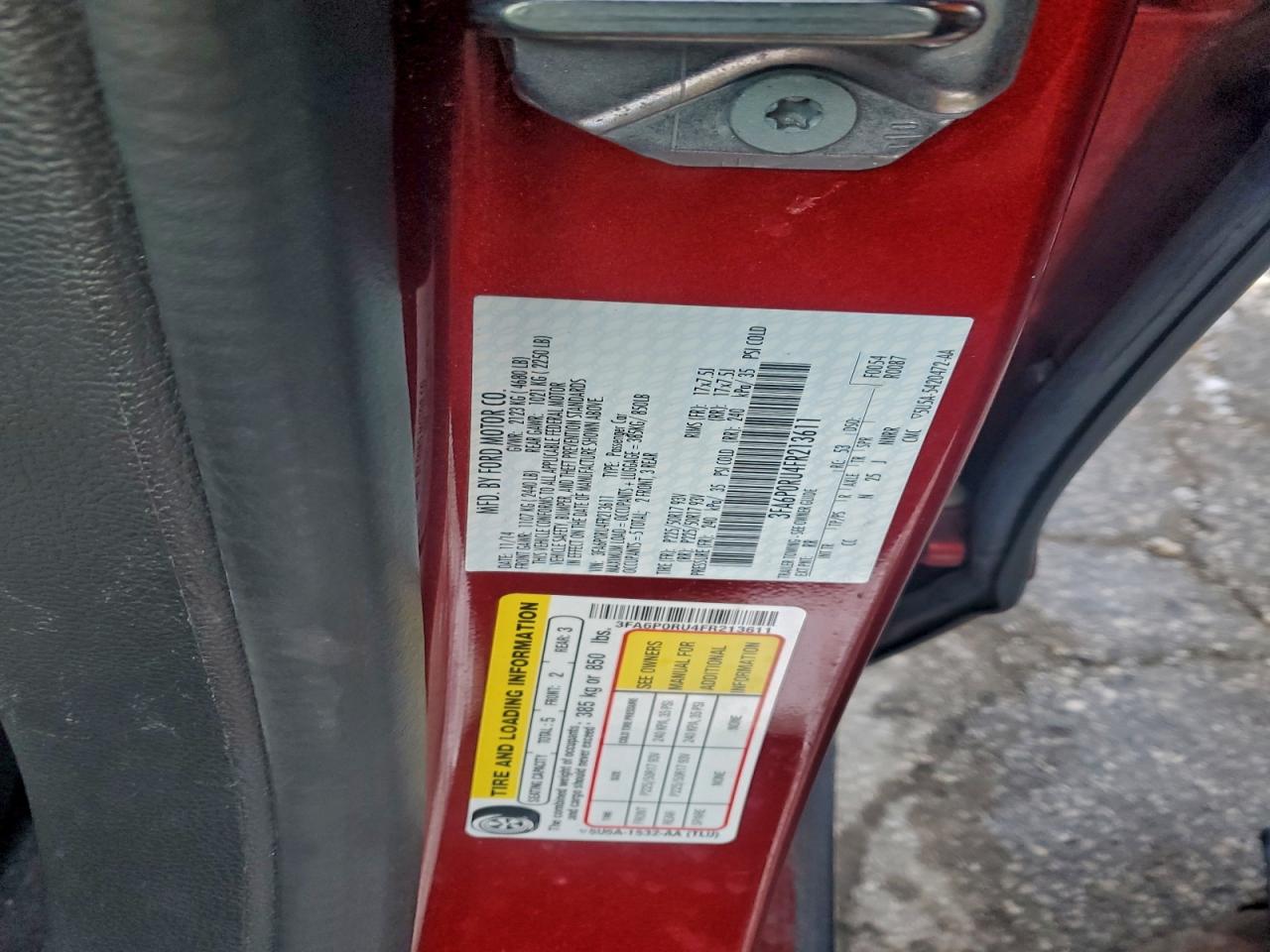 2015 Ford Fusion Titanium Hev Red vin: 3FA6P0RU4FR213611
