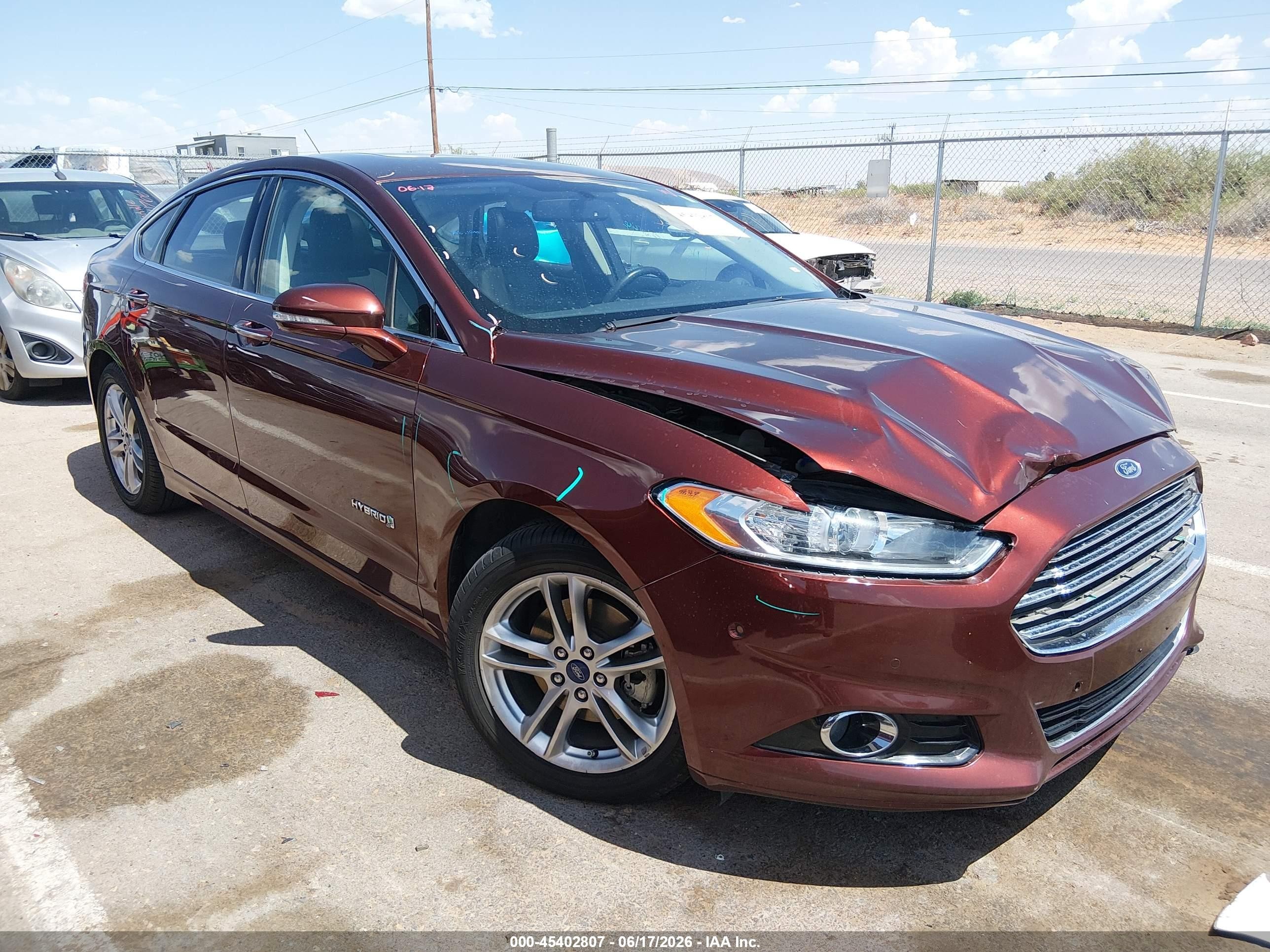 2015 Ford Fusion Hybrid Titanium Brown vin: 3FA6P0RU4FR224141