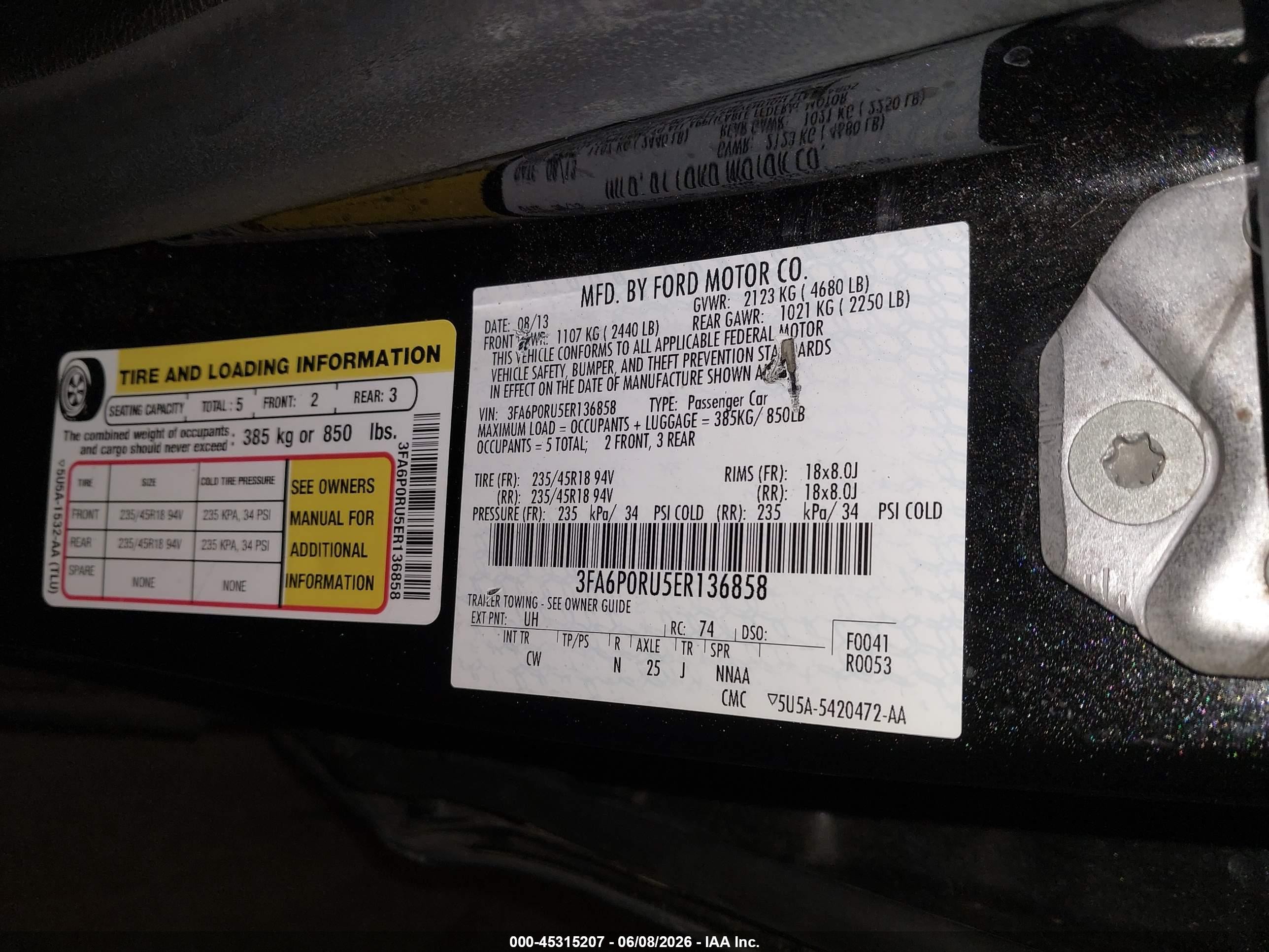 2014 Ford Fusion Hybrid Titanium Black vin: 3FA6P0RU5ER136858