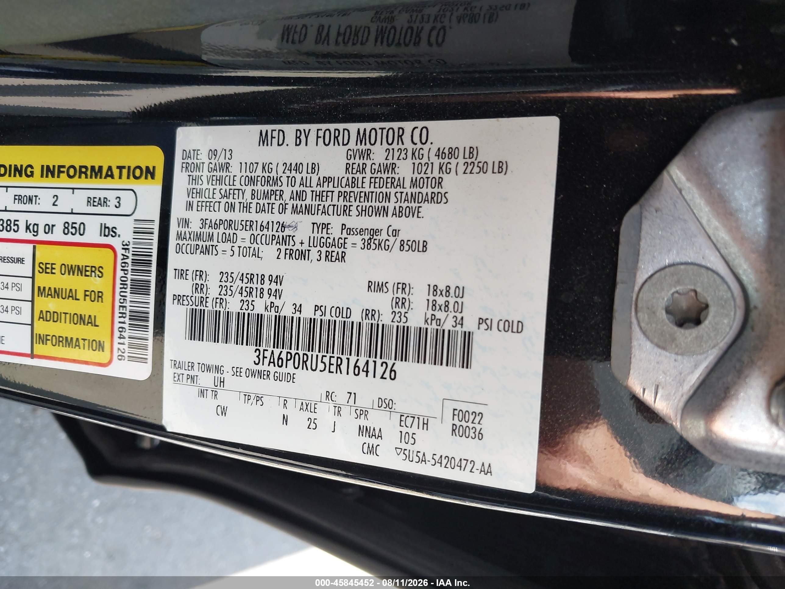 2014 Ford Fusion Hybrid Titanium Черный vin: 3FA6P0RU5ER164126