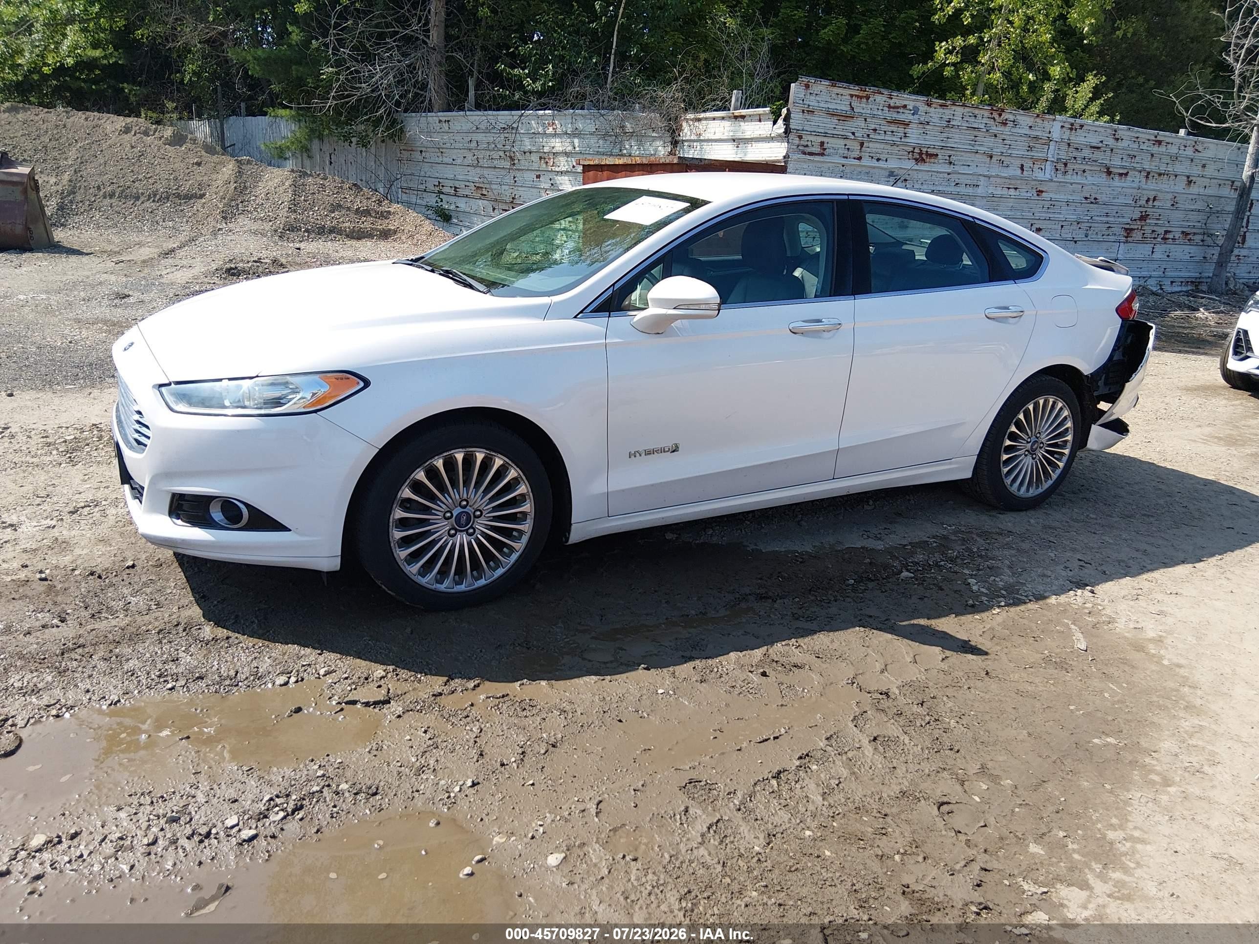 2014 Ford Fusion Hybrid Titanium White vin: 3FA6P0RU6ER332842