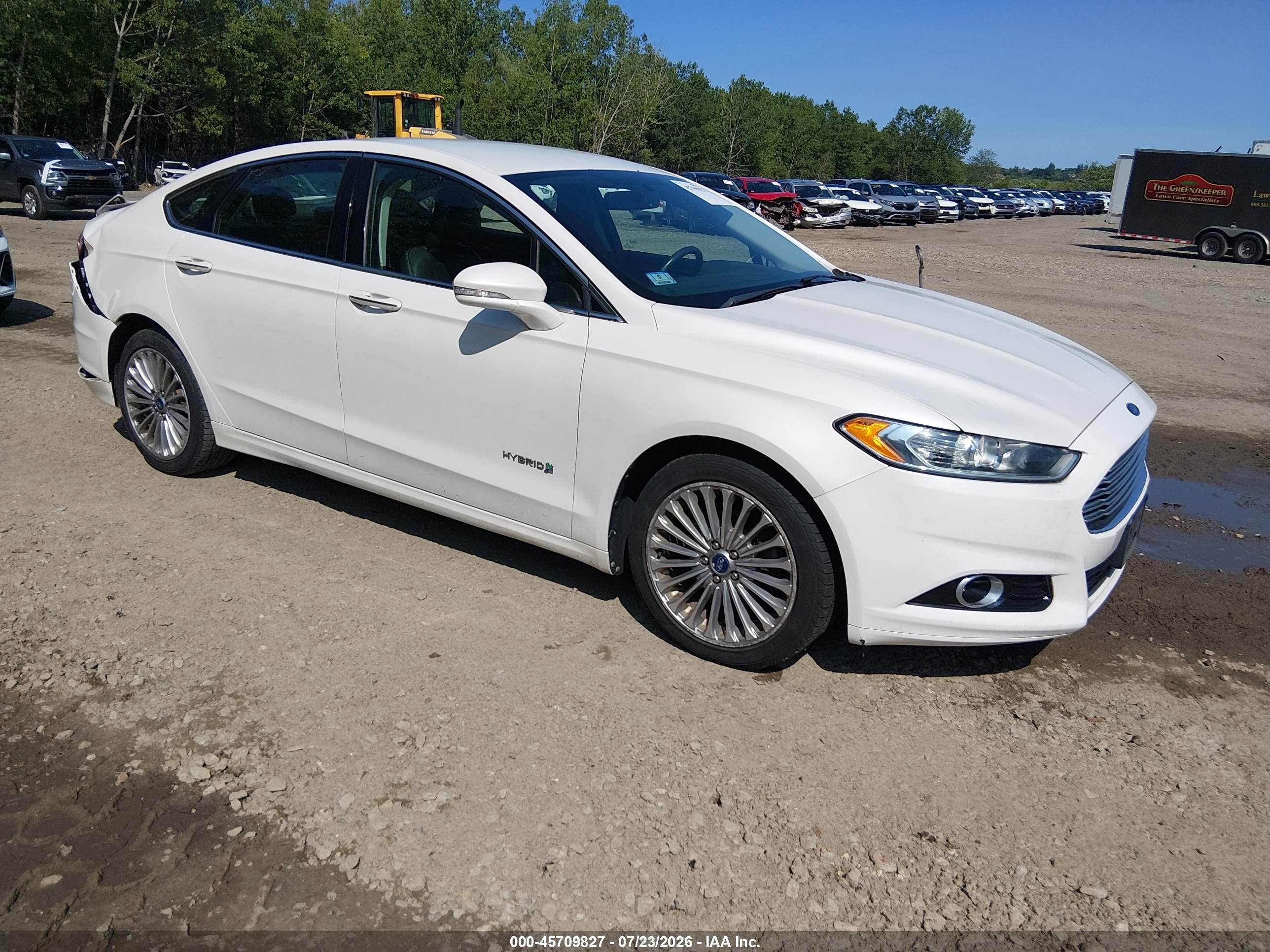 2014 Ford Fusion Hybrid Titanium White vin: 3FA6P0RU6ER332842