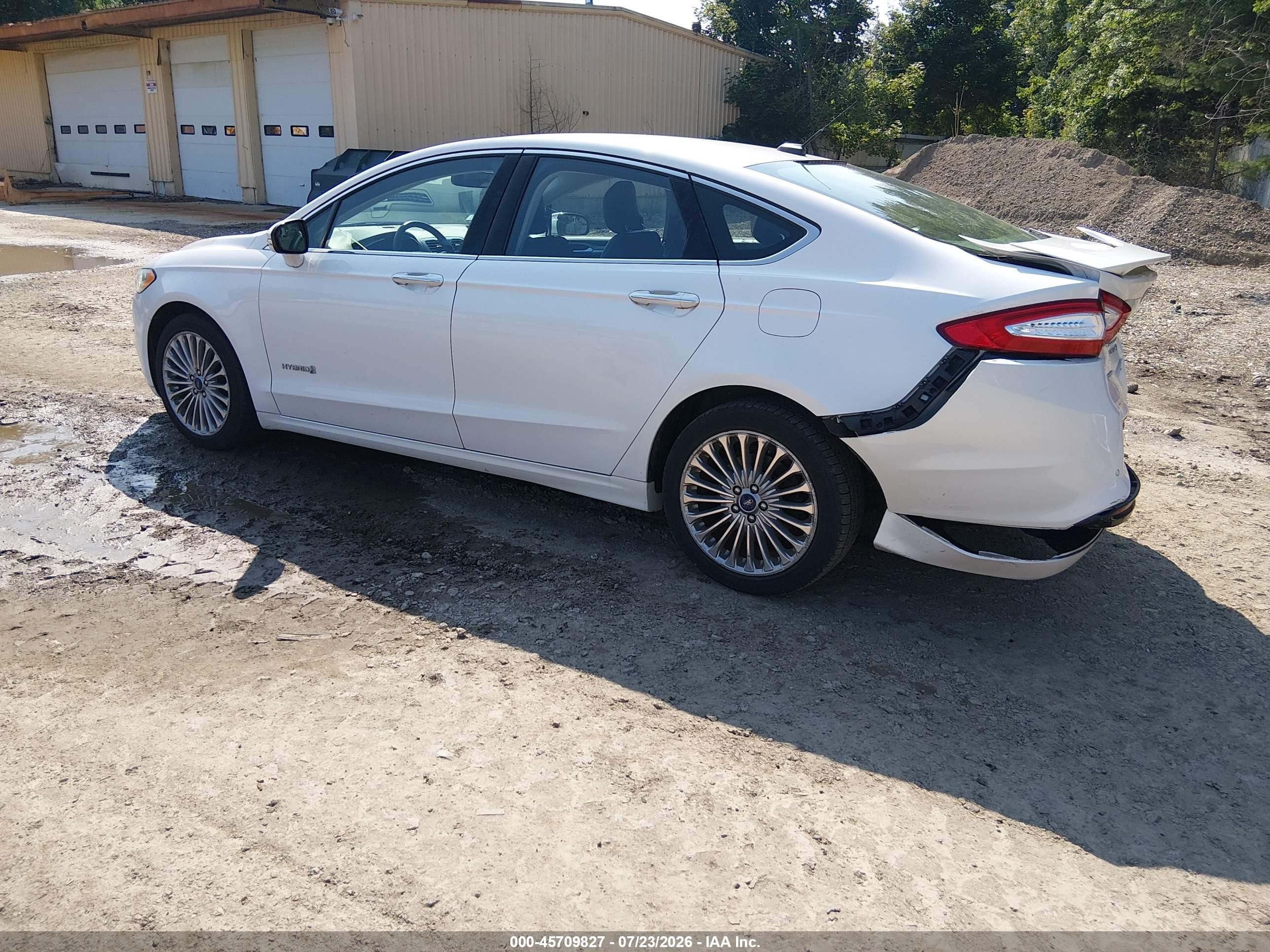 2014 Ford Fusion Hybrid Titanium White vin: 3FA6P0RU6ER332842