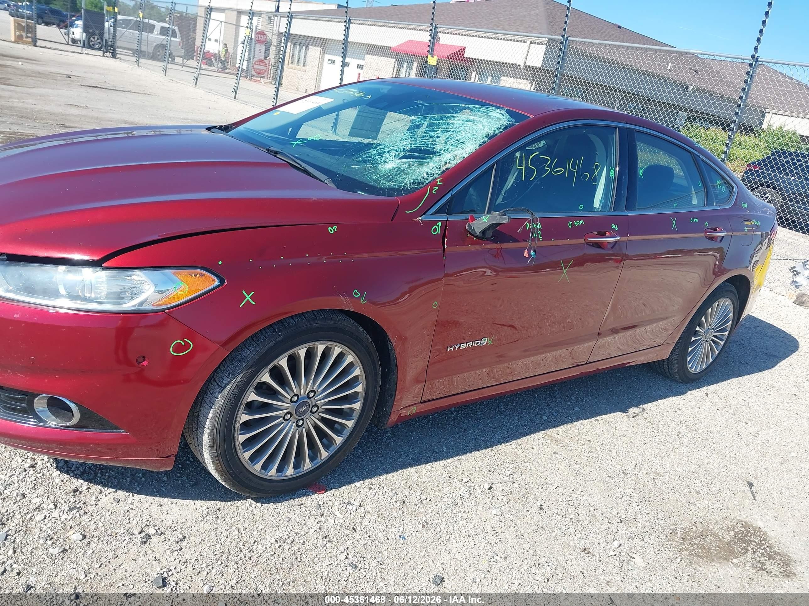 2014 Ford Fusion Hybrid Titanium Red vin: 3FA6P0RU6ER335711