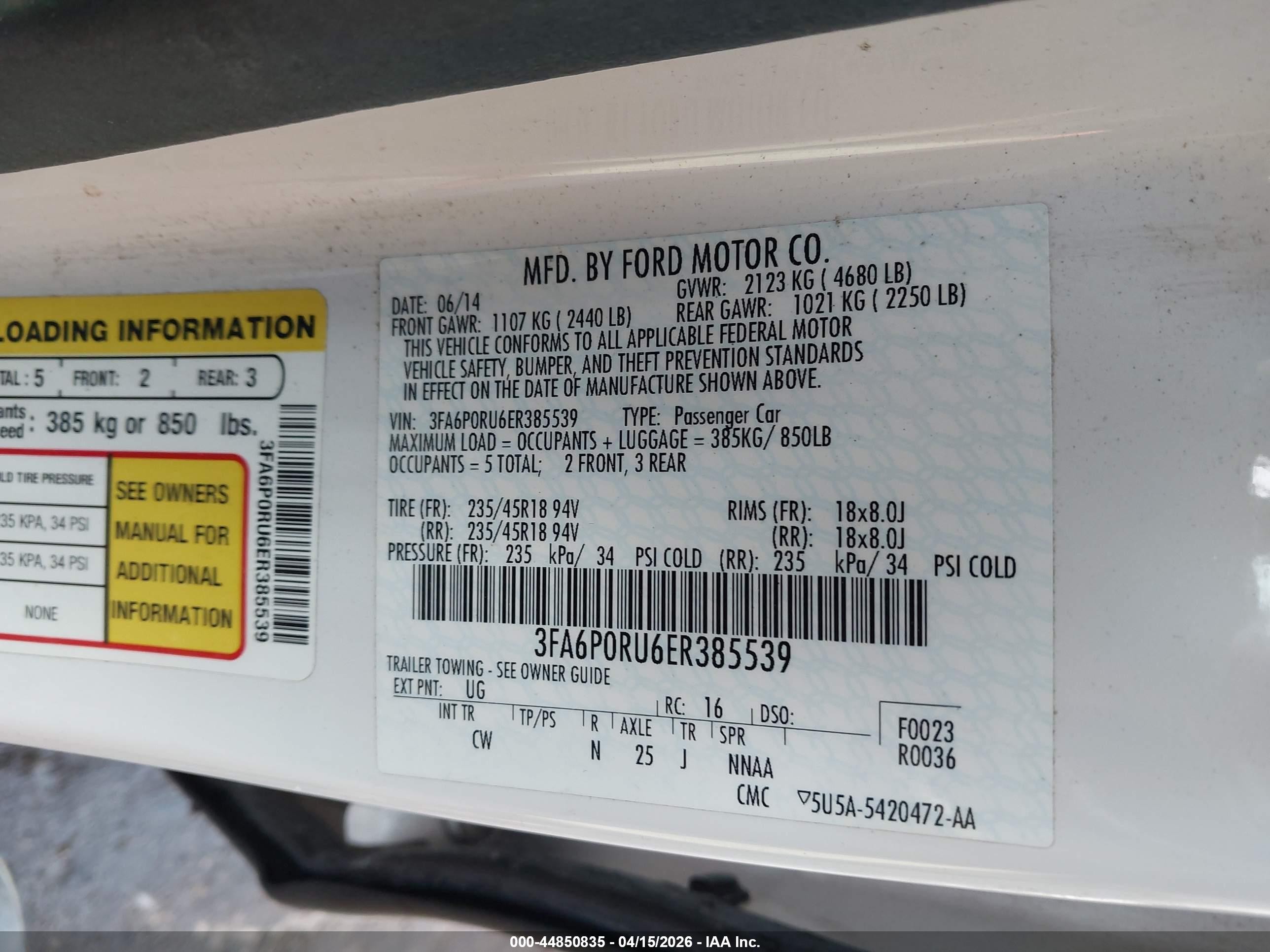 2014 Ford Fusion Hybrid Titanium White vin: 3FA6P0RU6ER385539