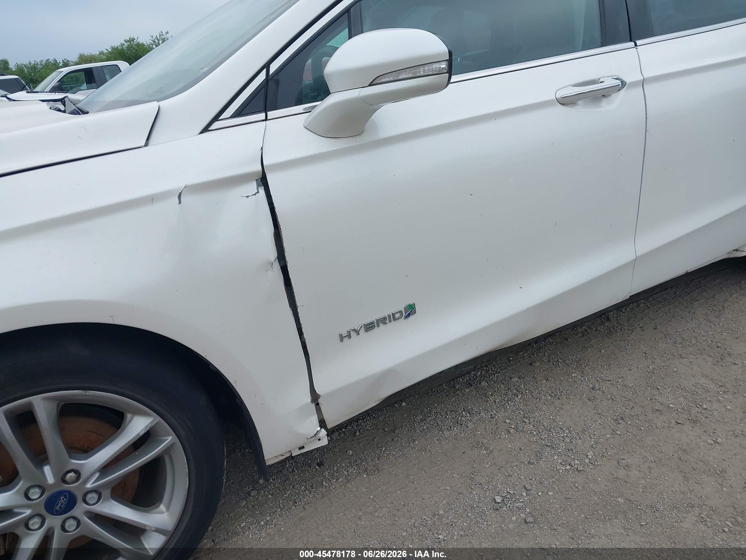 2015 Ford Fusion Hybrid Titanium White vin: 3FA6P0RU6FR193815