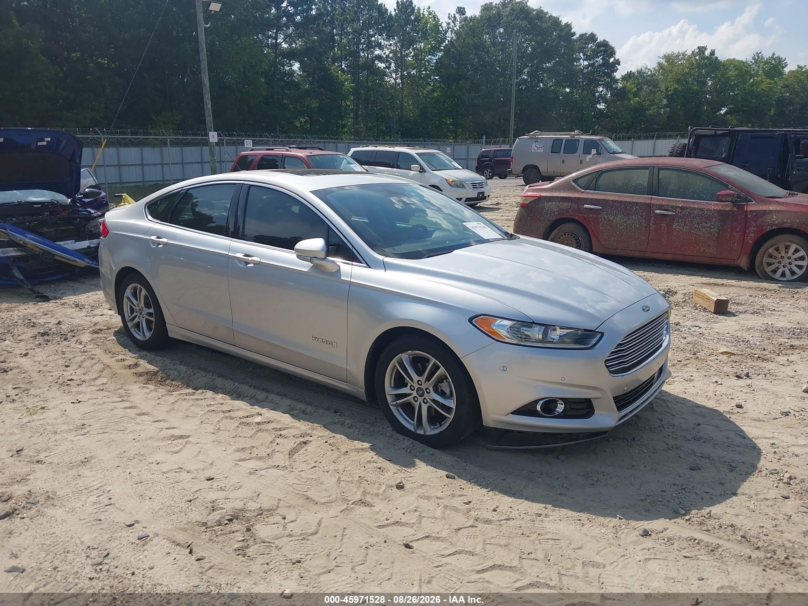 2015 Ford Fusion Hybrid Titanium Silver vin: 3FA6P0RU6FR197623