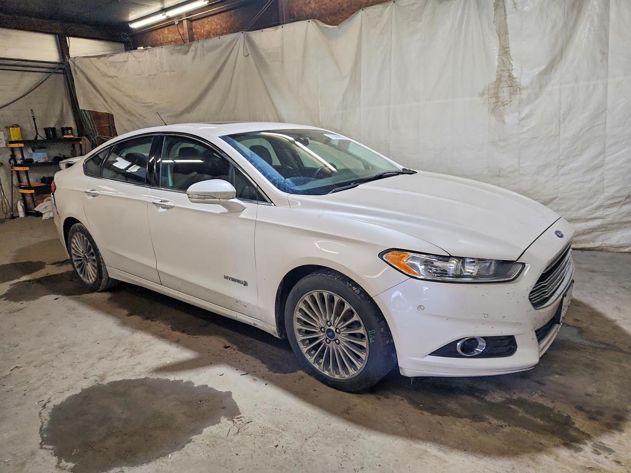2014 Ford Fusion Titanium Hev White vin: 3FA6P0RU7ER397652