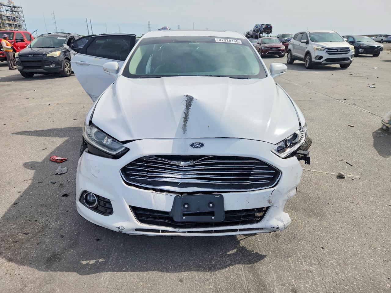 2015 Ford Fusion Titanium Hev White vin: 3FA6P0RU7FR114006