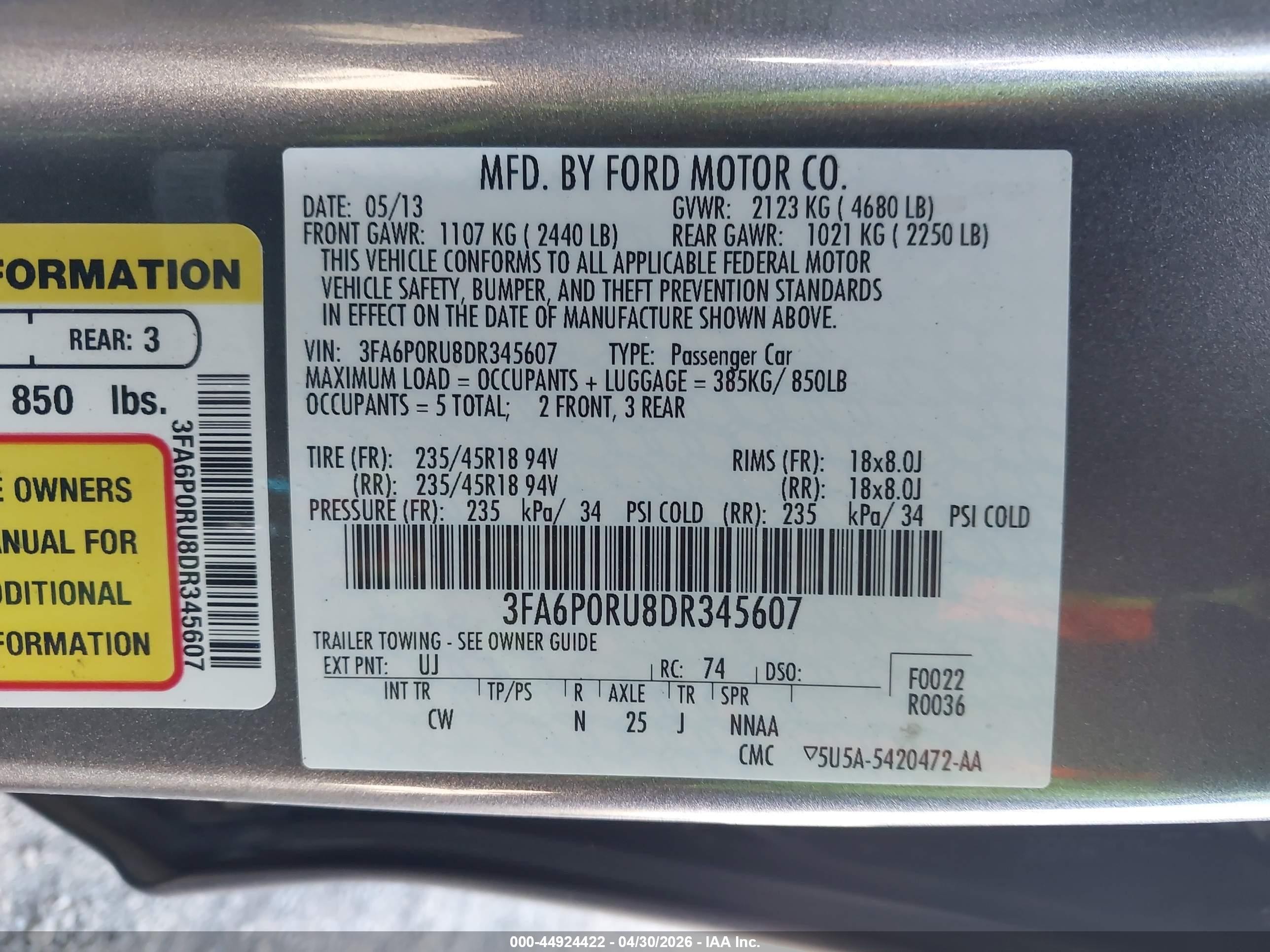 2013 Ford Fusion Hybrid Titanium Gray vin: 3FA6P0RU8DR345607