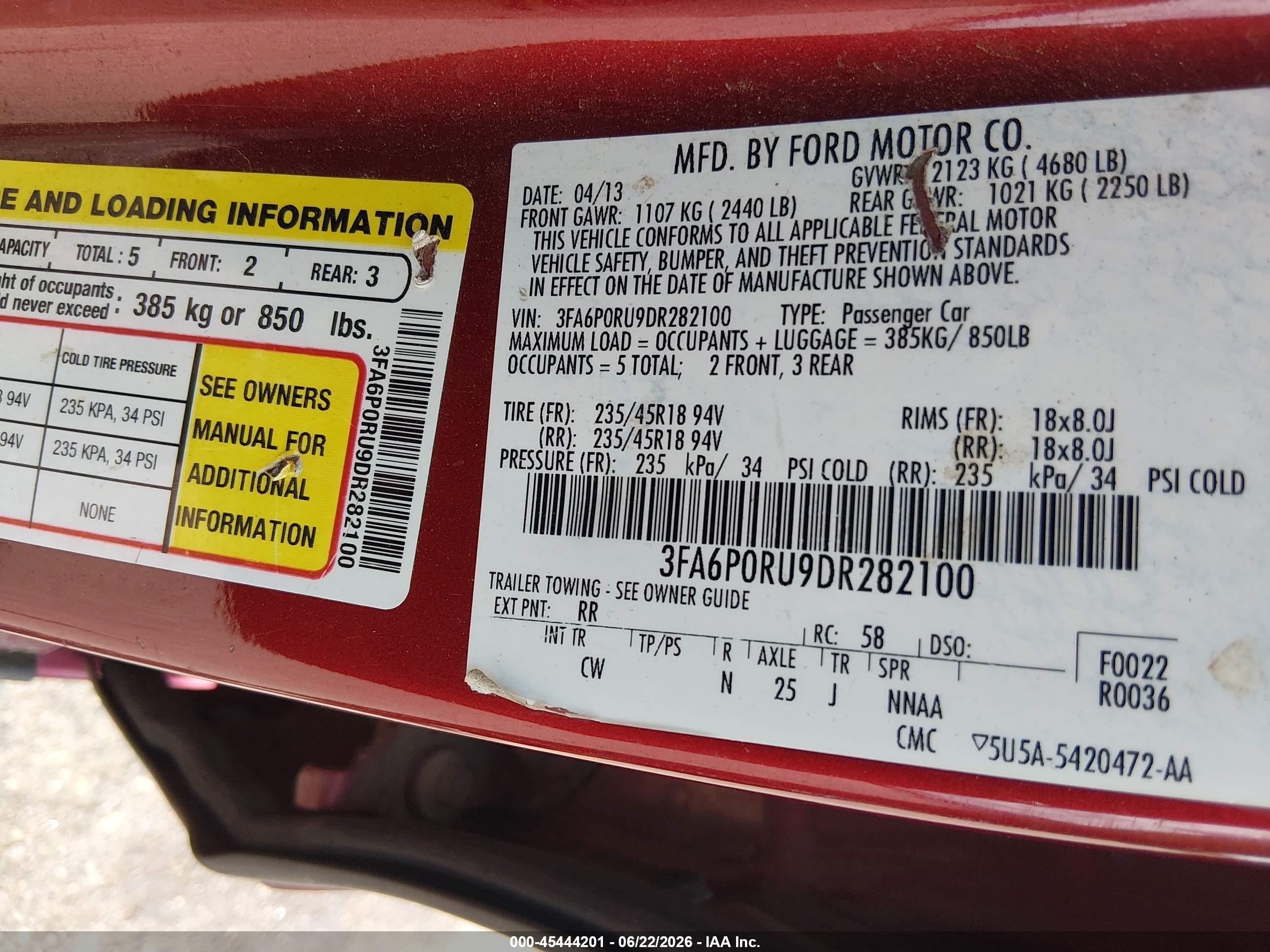 2013 Ford Fusion Hybrid Titanium Burgundy vin: 3FA6P0RU9DR282100