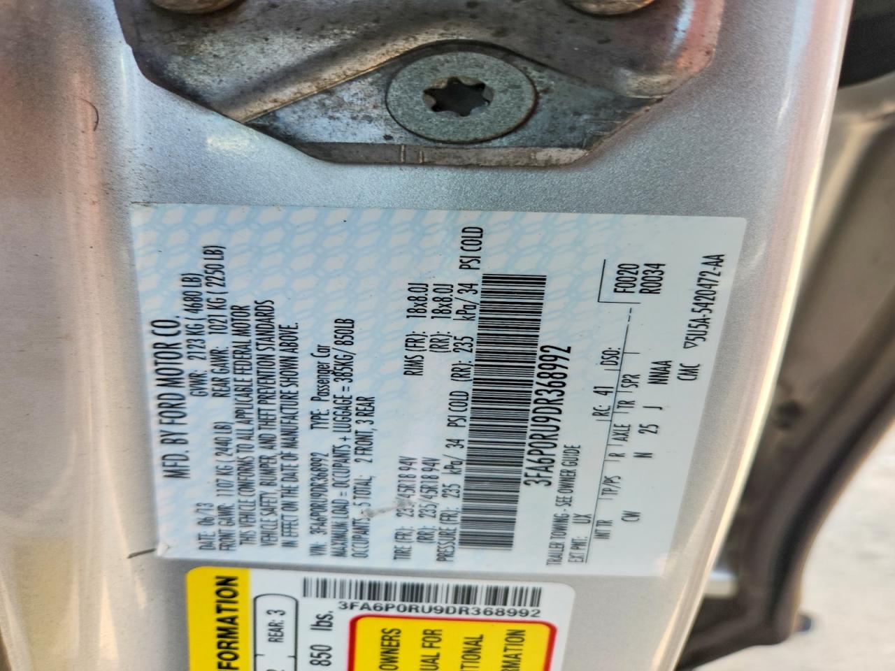 2013 Ford Fusion Titanium Hev Silver vin: 3FA6P0RU9DR368992
