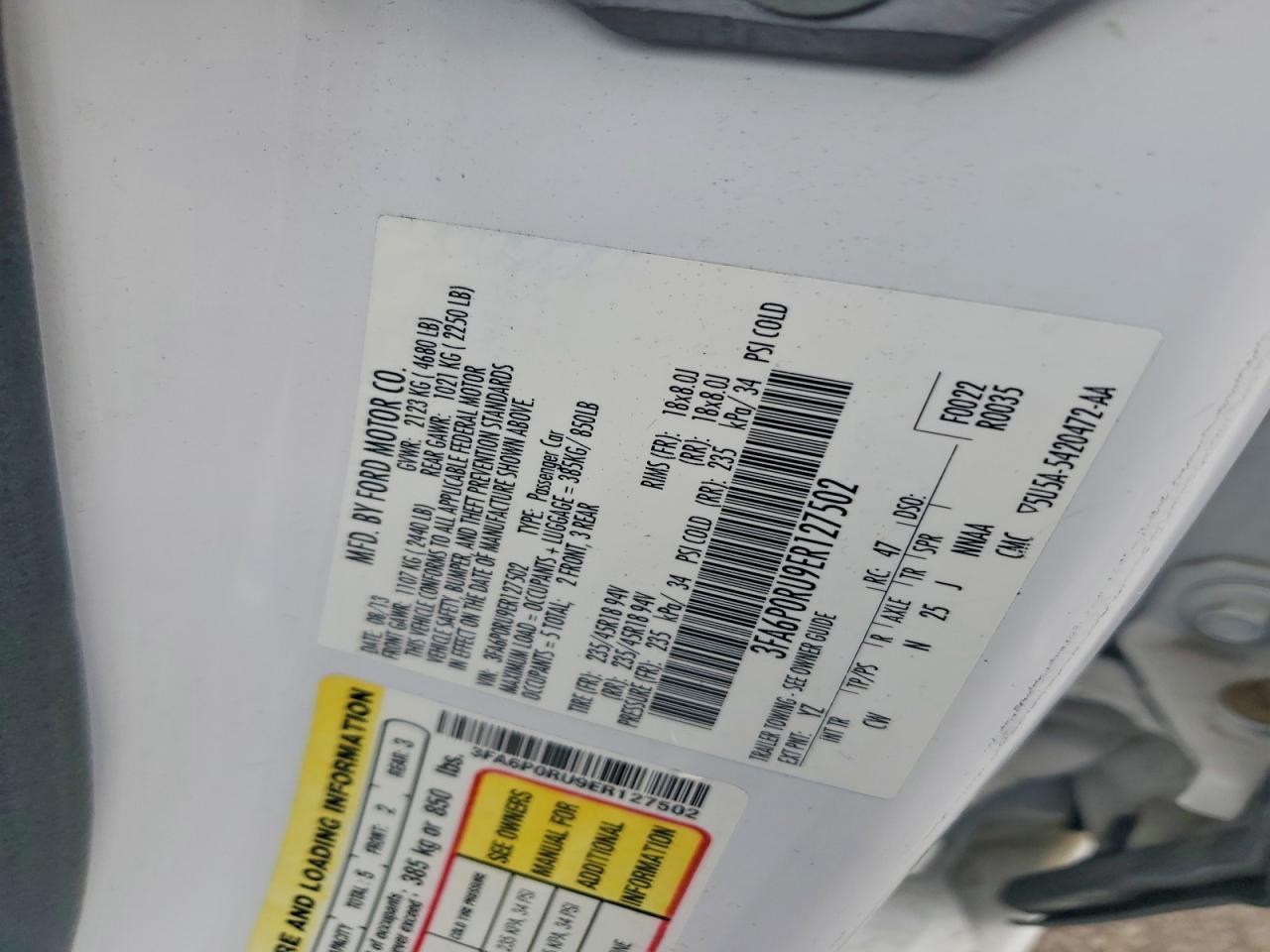 2014 Ford Fusion Titanium Hev Белый vin: 3FA6P0RU9ER127502