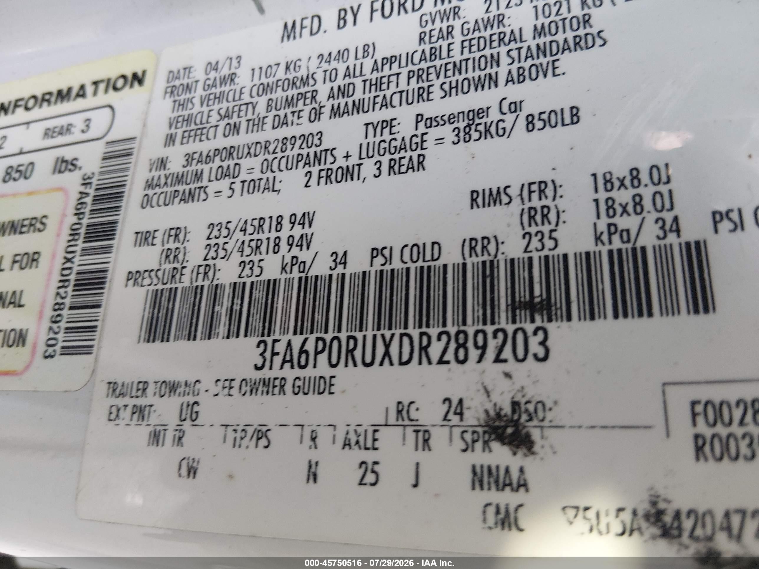 2013 Ford Fusion Hybrid Titanium White vin: 3FA6P0RUXDR289203
