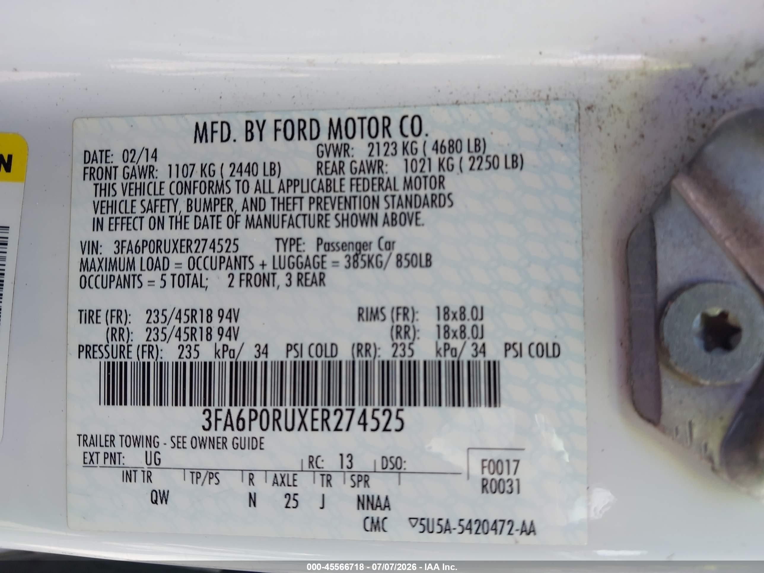 2014 Ford Fusion Hybrid Titanium White vin: 3FA6P0RUXER274525
