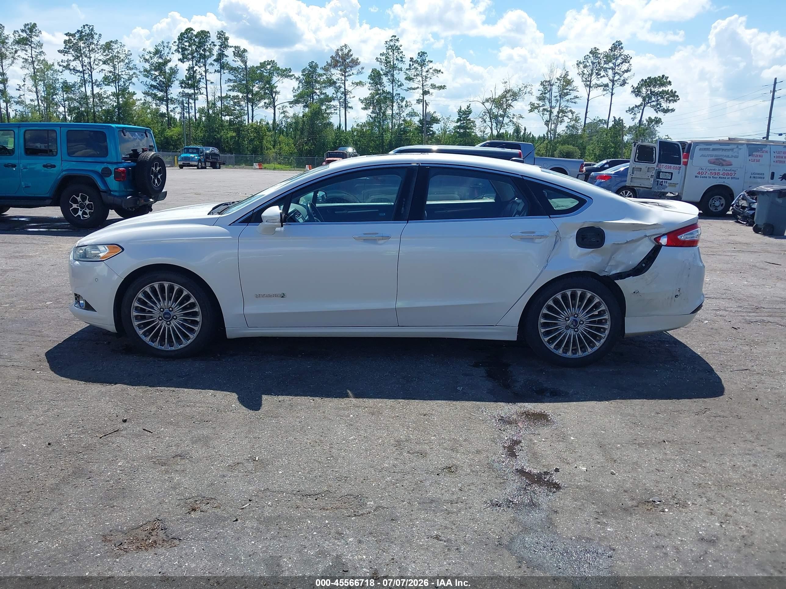 2014 Ford Fusion Hybrid Titanium White vin: 3FA6P0RUXER274525