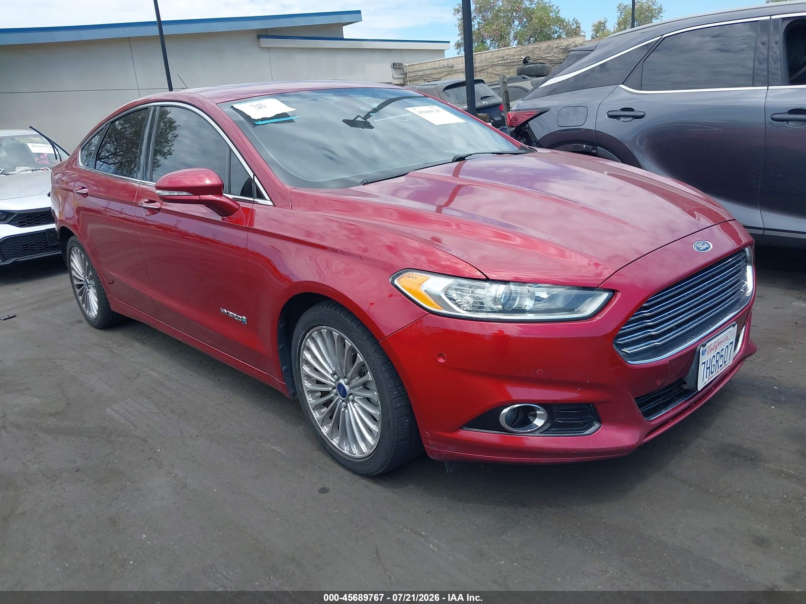 2014 Ford Fusion Hybrid Titanium Red vin: 3FA6P0RUXER378707