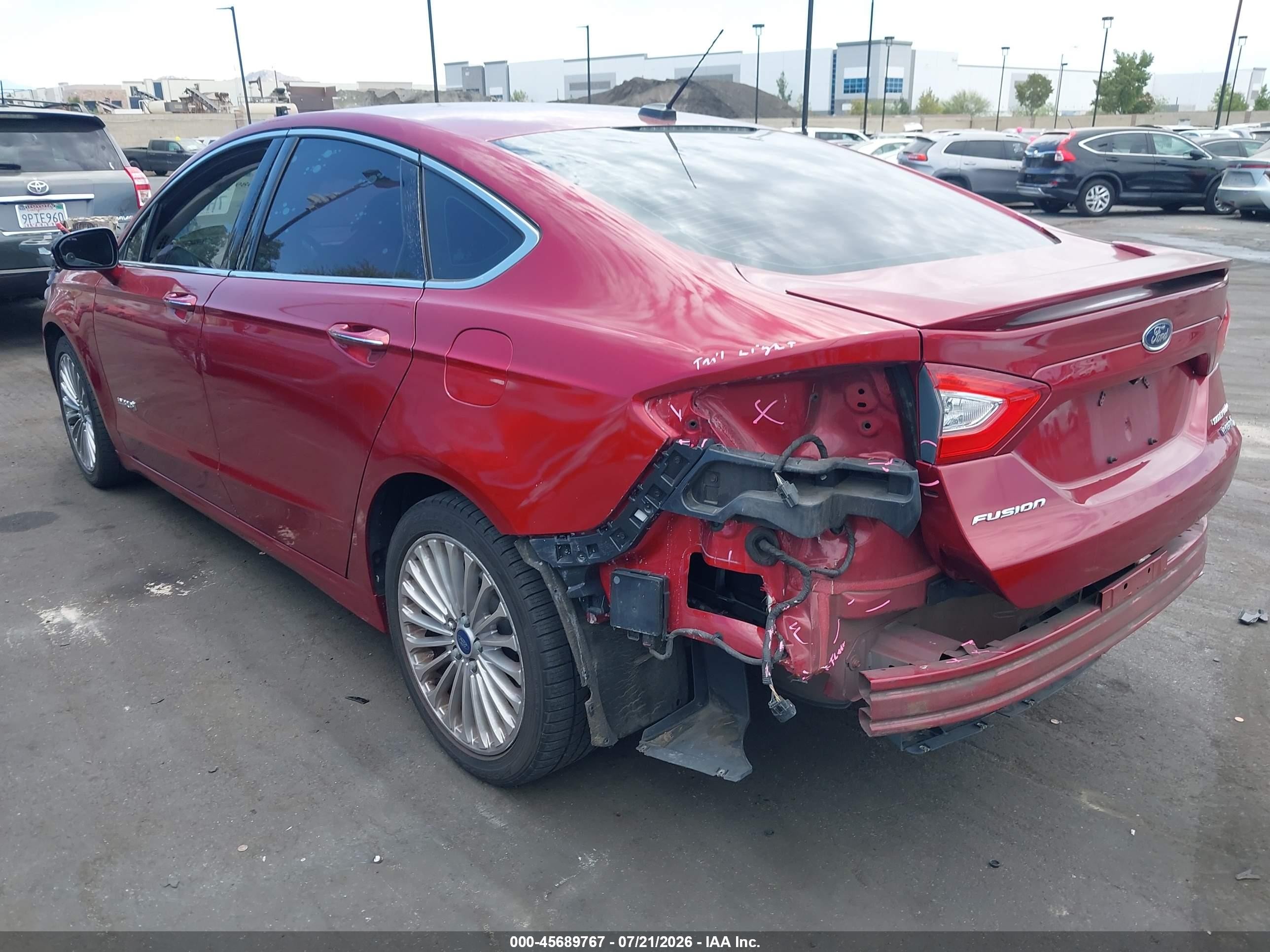 2014 Ford Fusion Hybrid Titanium Red vin: 3FA6P0RUXER378707