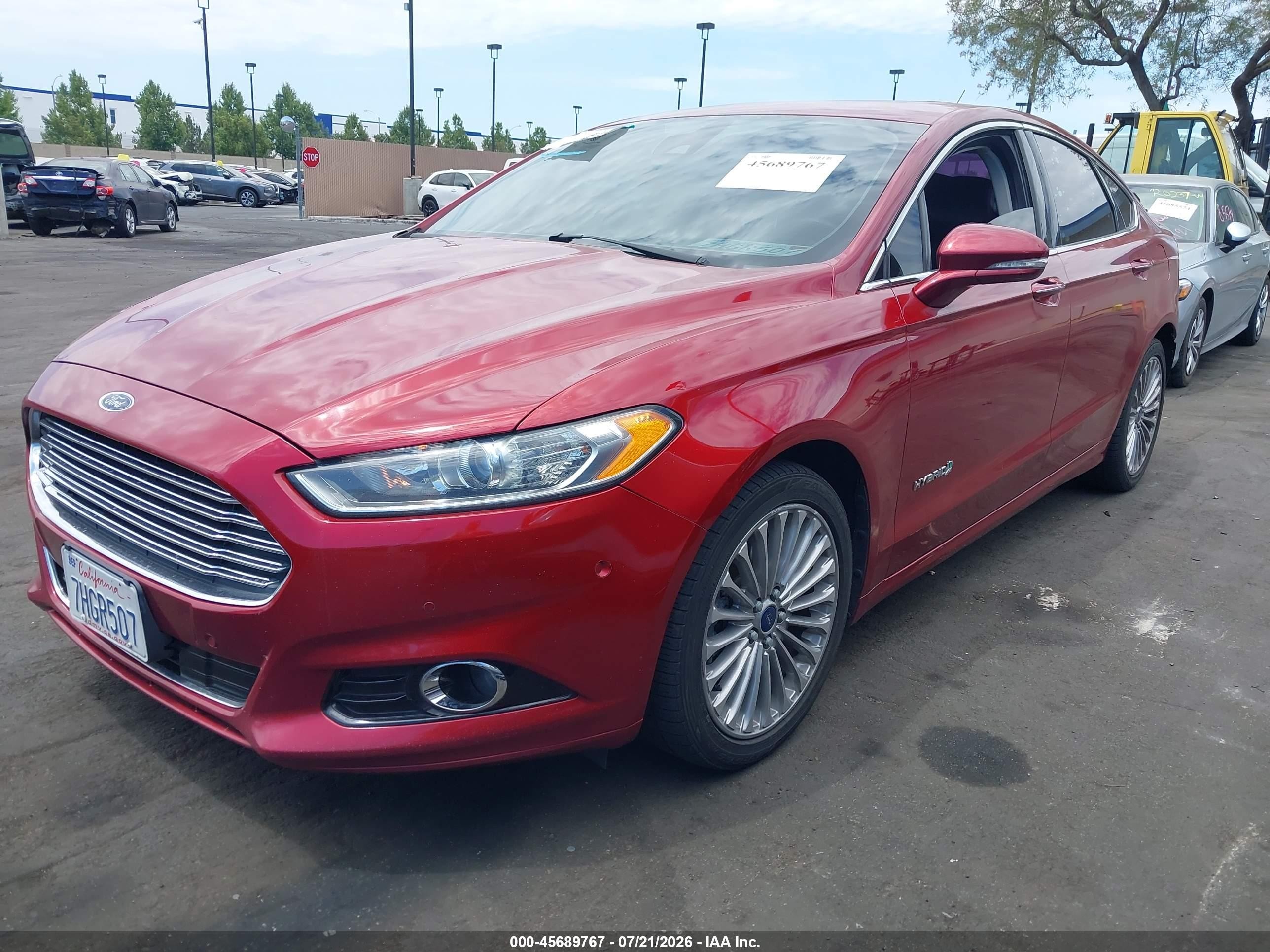 2014 Ford Fusion Hybrid Titanium Red vin: 3FA6P0RUXER378707