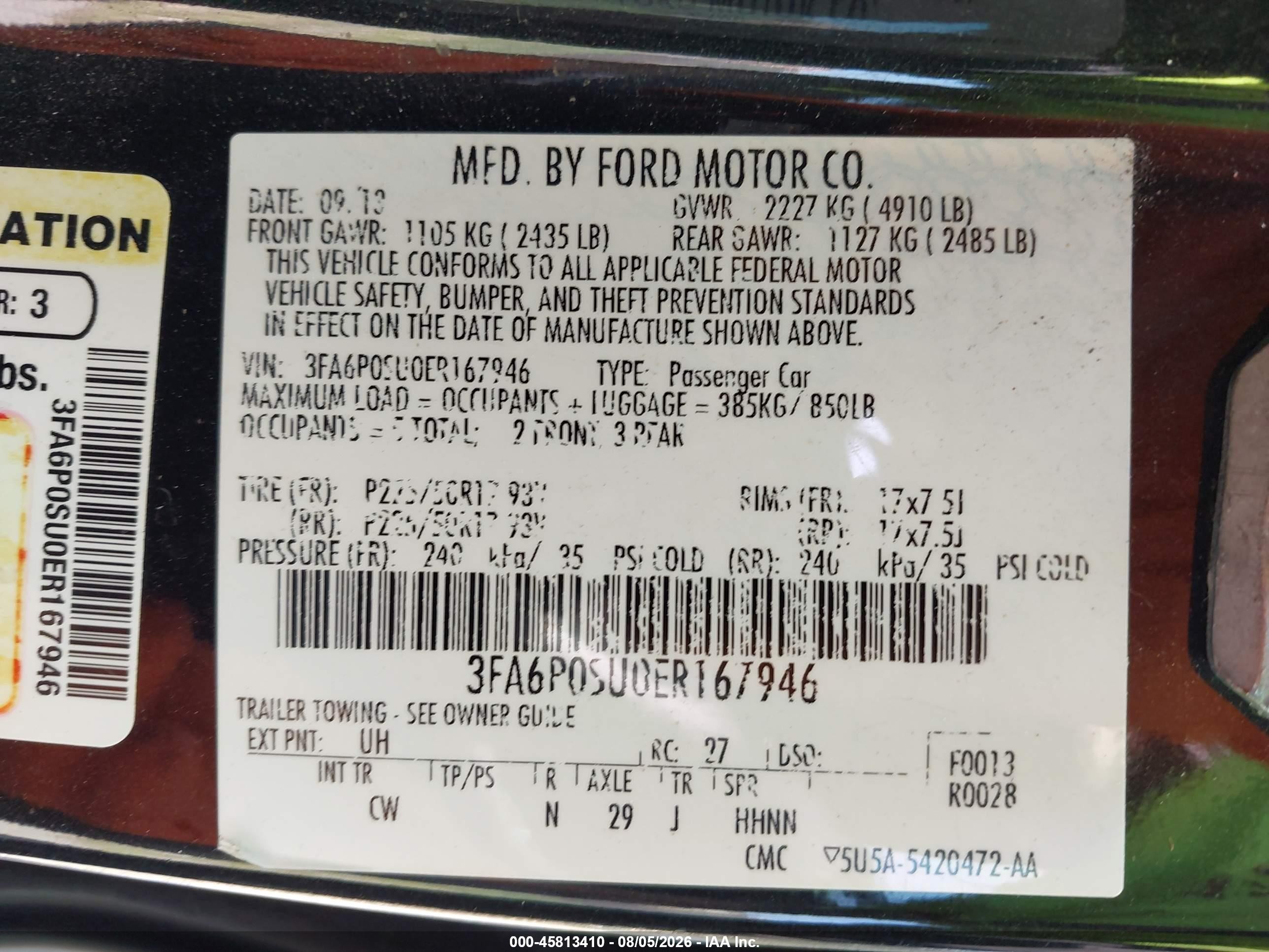 2014 Ford Fusion Energi Titanium Black vin: 3FA6P0SU0ER167946