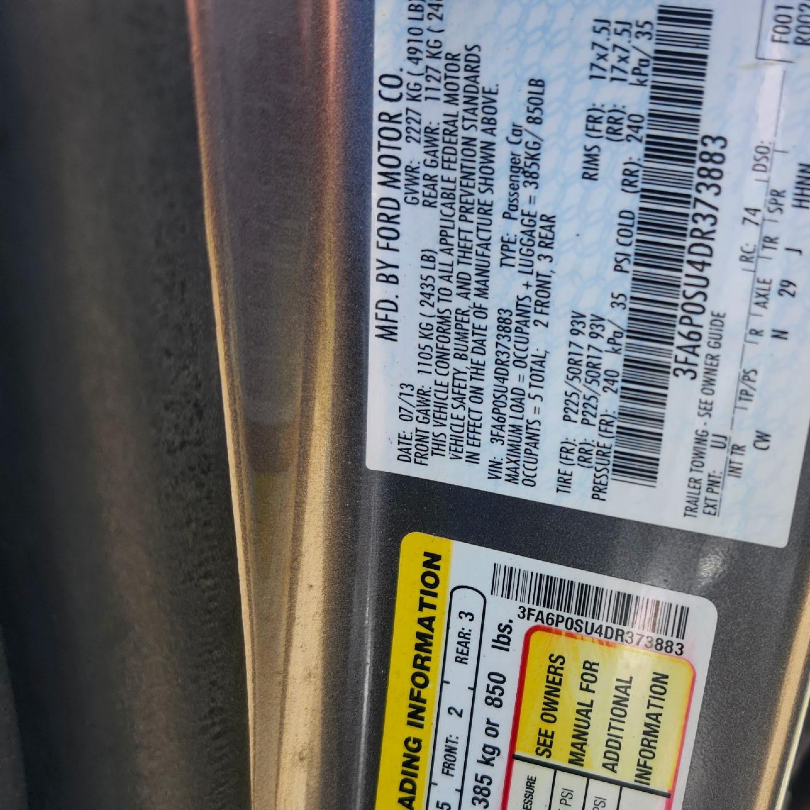 2013 Ford Fusion Energi Titanium vin: 3FA6P0SU4DR373883