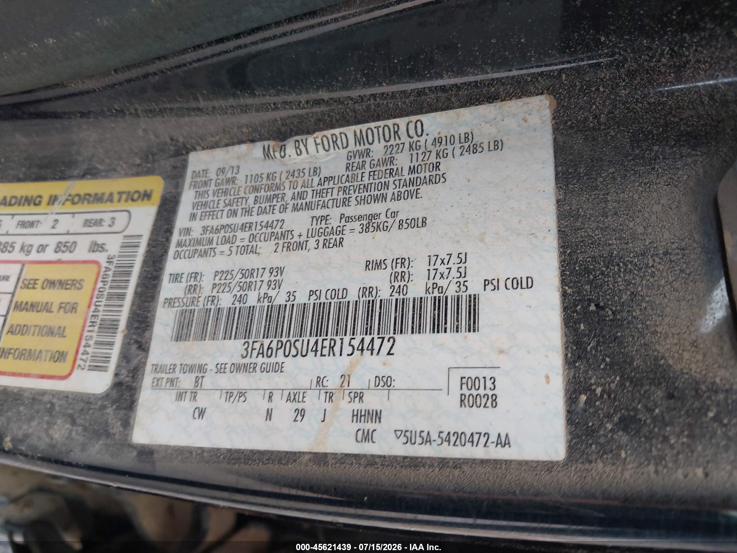 2014 Ford Fusion Energi Titanium Black vin: 3FA6P0SU4ER154472