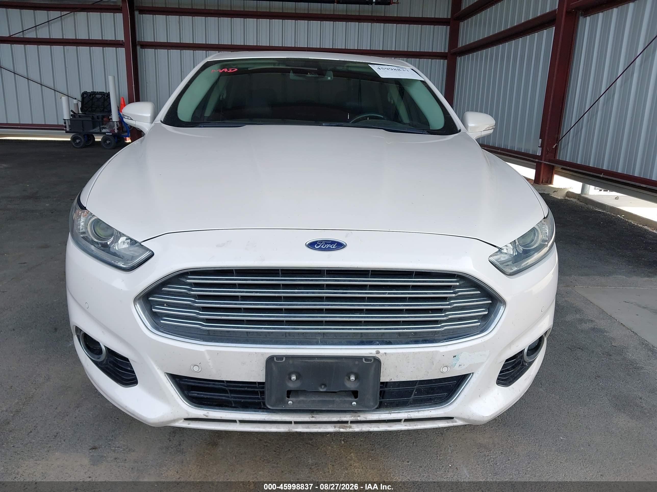 2015 Ford Fusion Energi Titanium White vin: 3FA6P0SU4FR137432