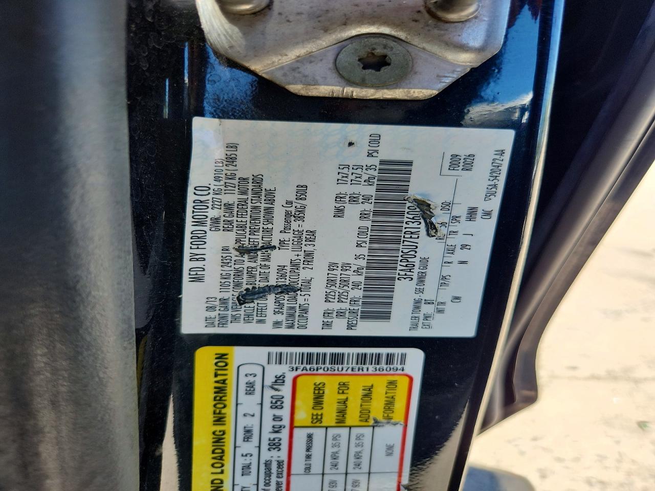 2014 Ford Fusion Titanium Phev Blue vin: 3FA6P0SU7ER136094