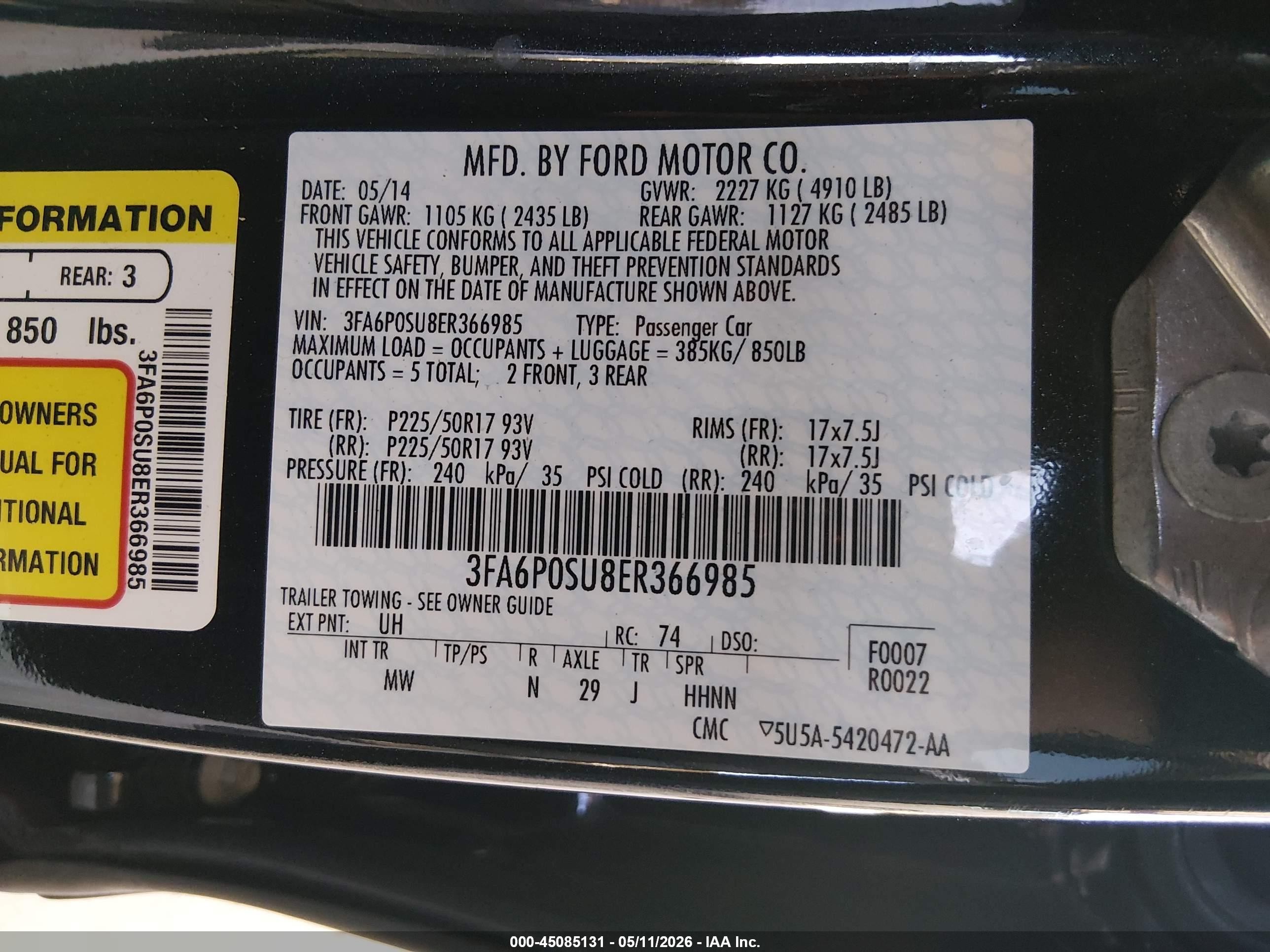 2014 Ford Fusion Energi Titanium Черный vin: 3FA6P0SU8ER366985