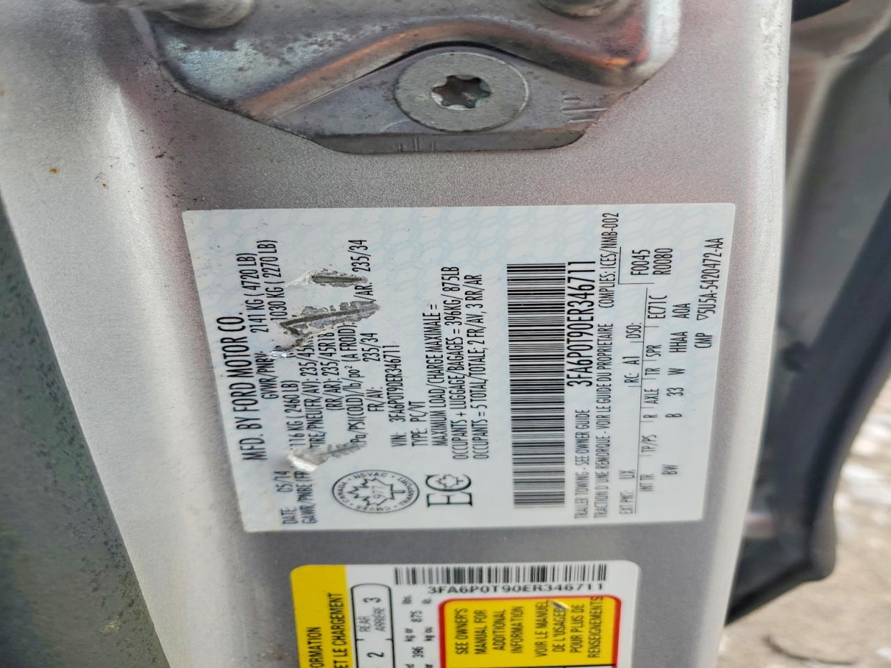 2014 Ford Fusion Se Silver vin: 3FA6P0T90ER346711