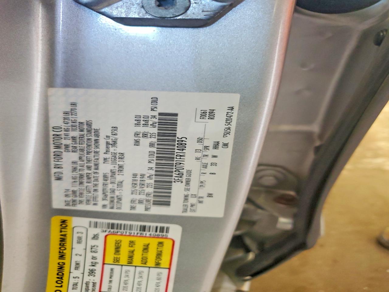 2015 Ford Fusion Se Silver vin: 3FA6P0T91FR140895