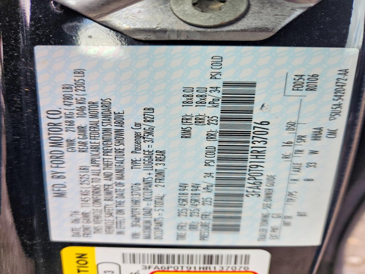 2017 Ford Fusion Se Black vin: 3FA6P0T91HR137076