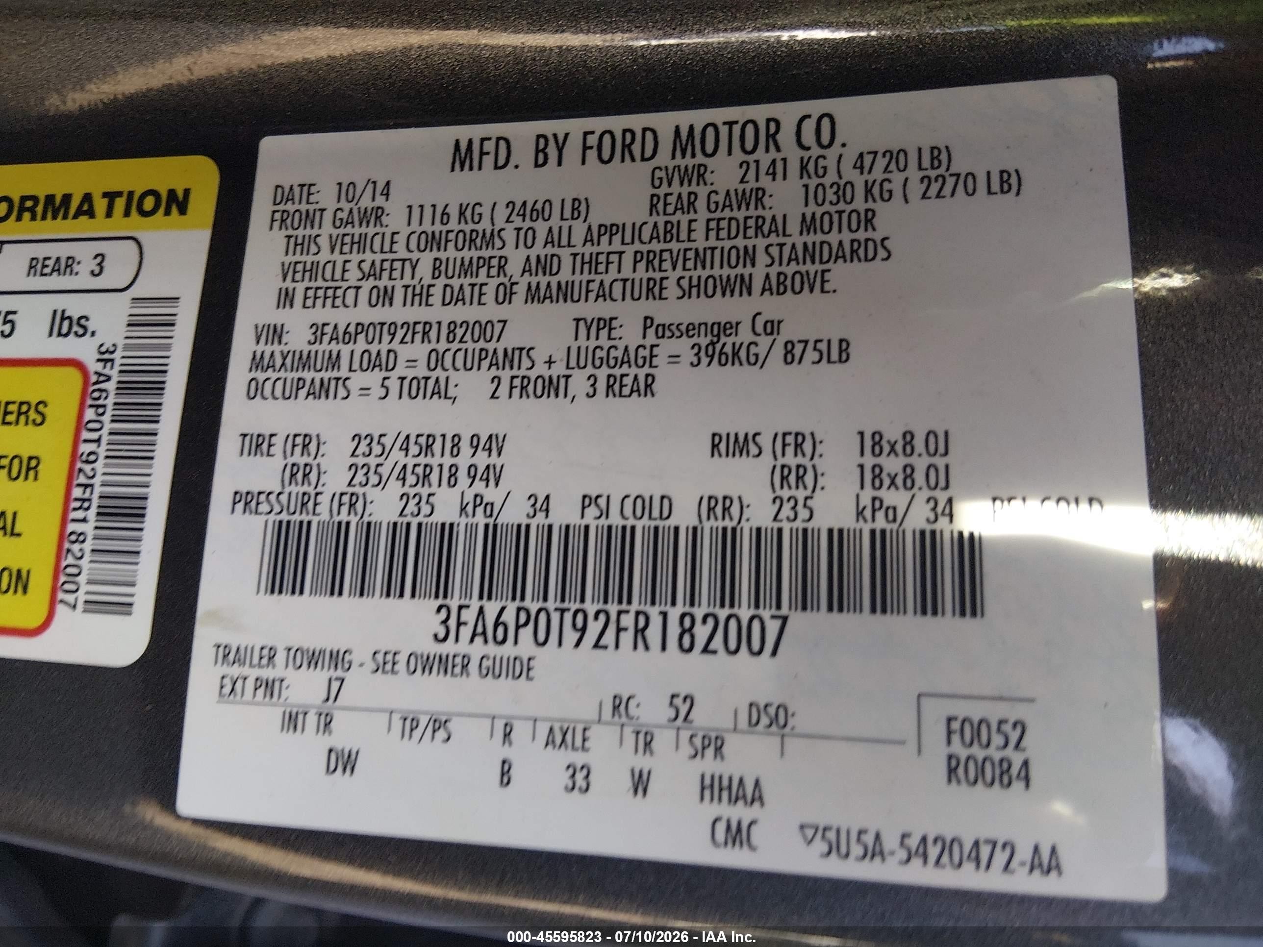 2015 Ford Fusion Se Серый vin: 3FA6P0T92FR182007