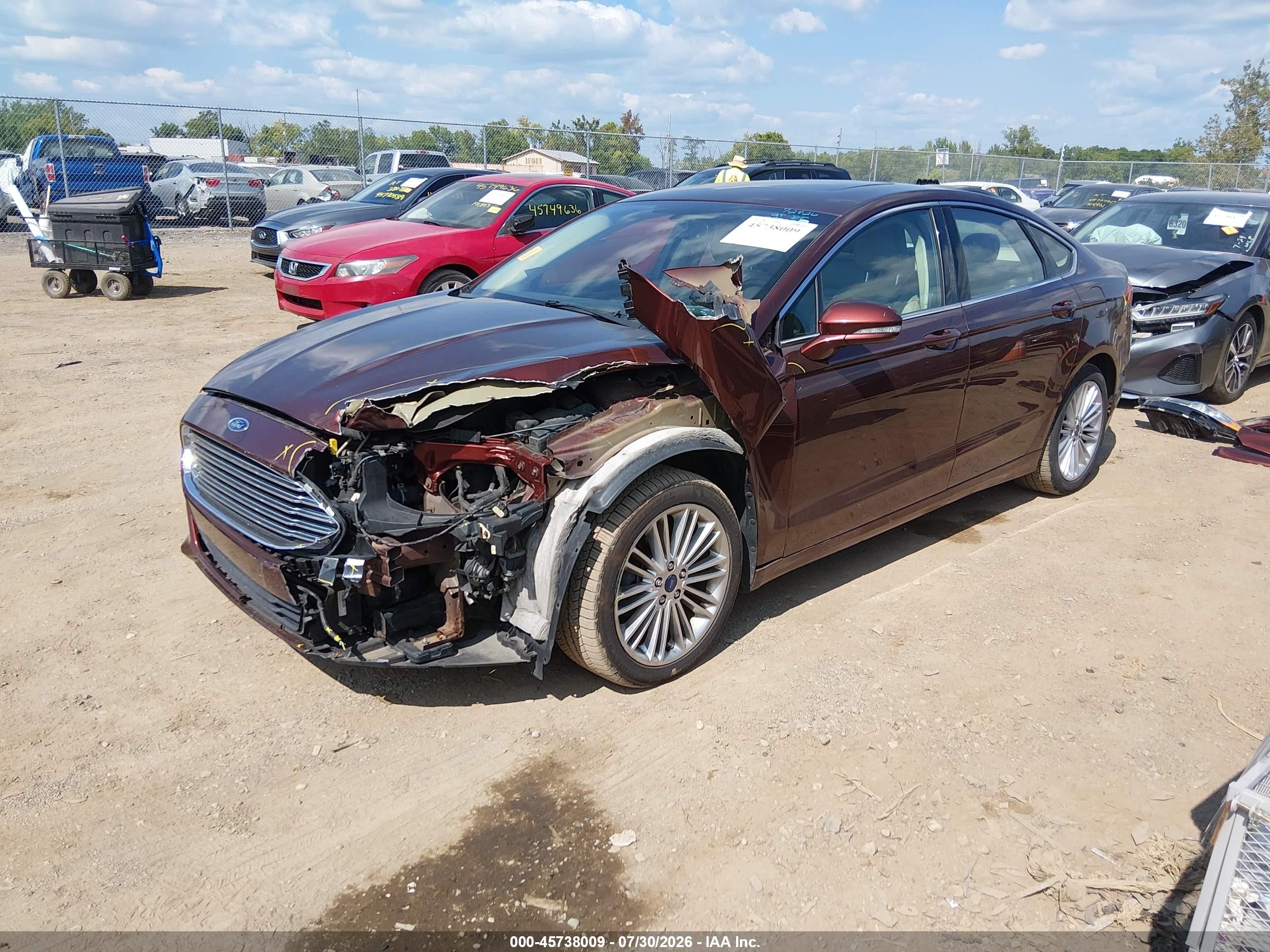 2015 Ford Fusion Se Burgundy vin: 3FA6P0T94FR222717