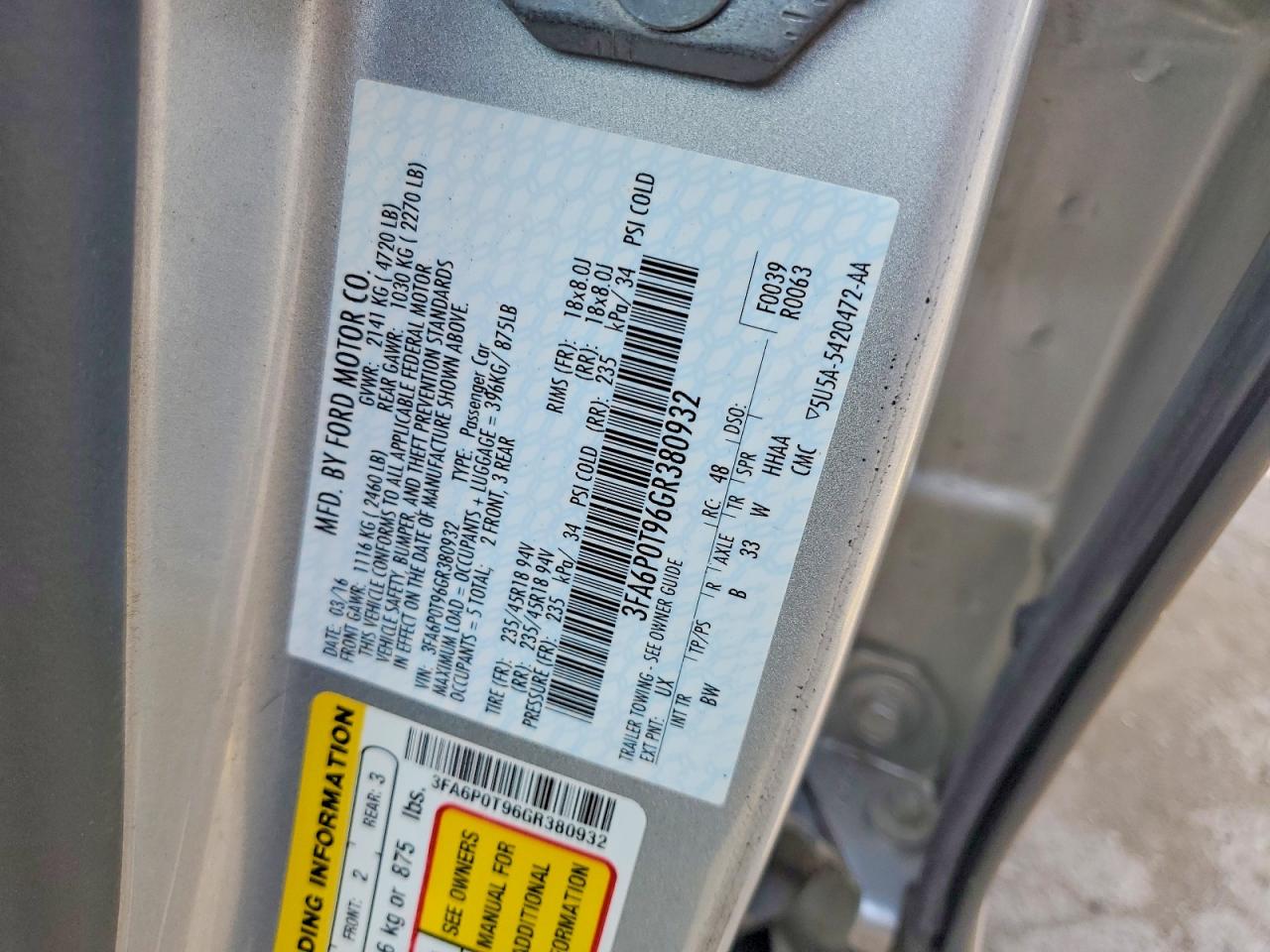 2016 Ford Fusion Se Silver vin: 3FA6P0T96GR380932
