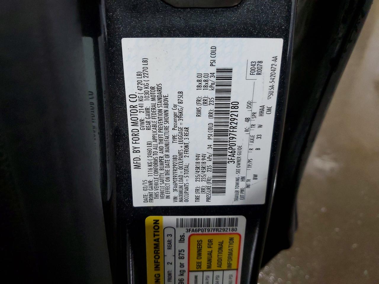 2015 Ford Fusion Se Gray vin: 3FA6P0T97FR292180
