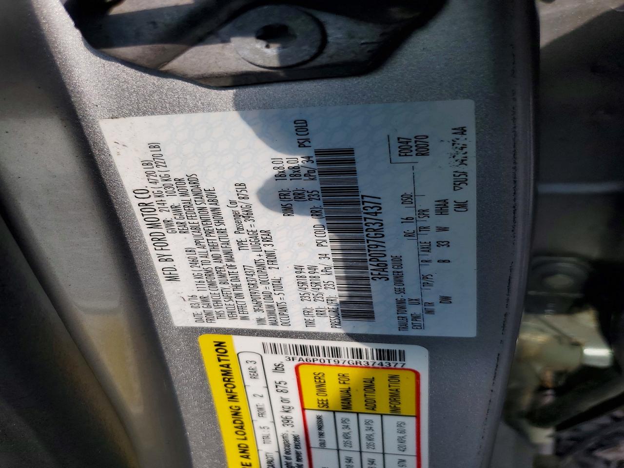 2016 Ford Fusion Se Silver vin: 3FA6P0T97GR374377