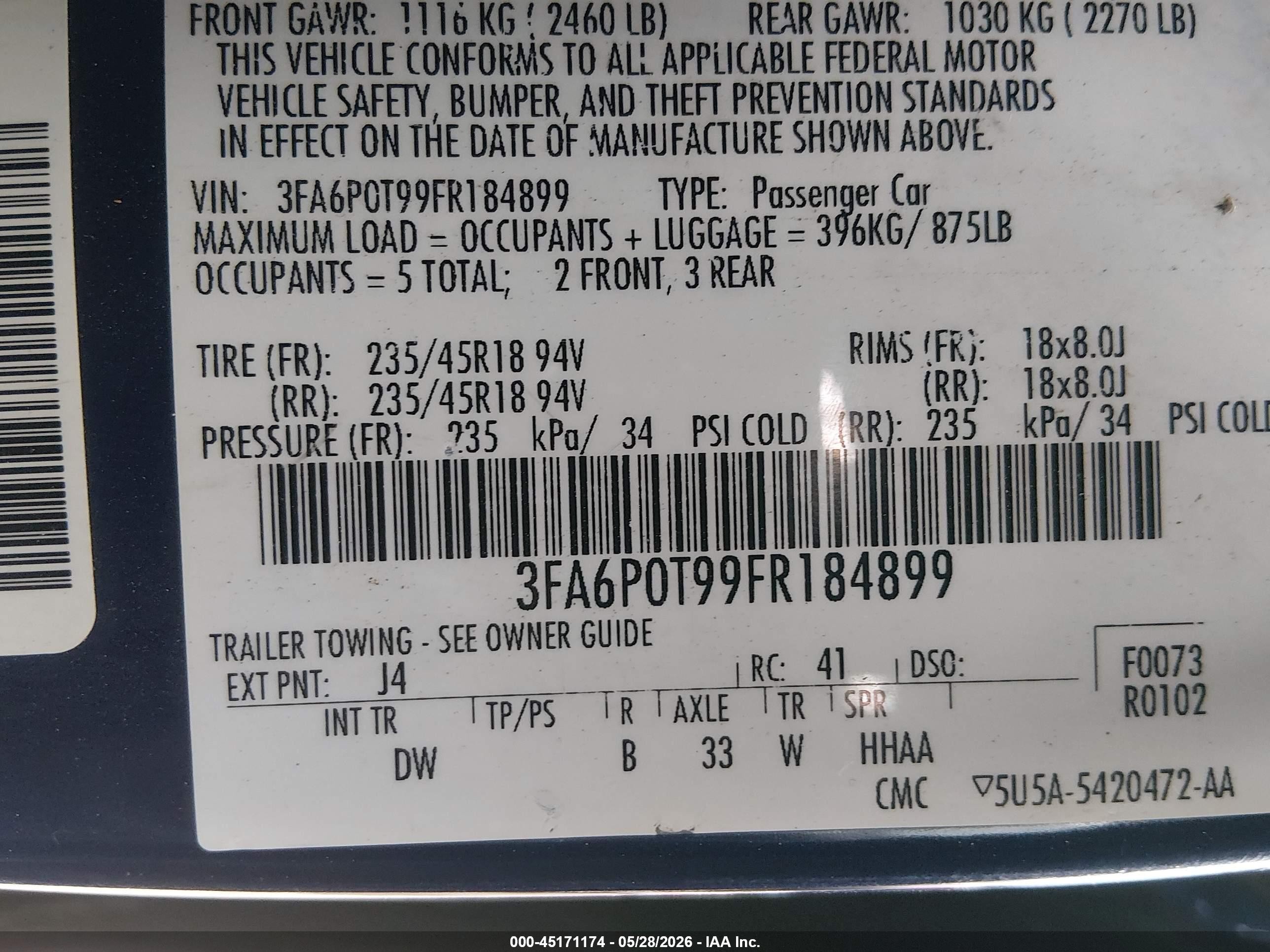 2015 Ford Fusion Se Blue vin: 3FA6P0T99FR184899