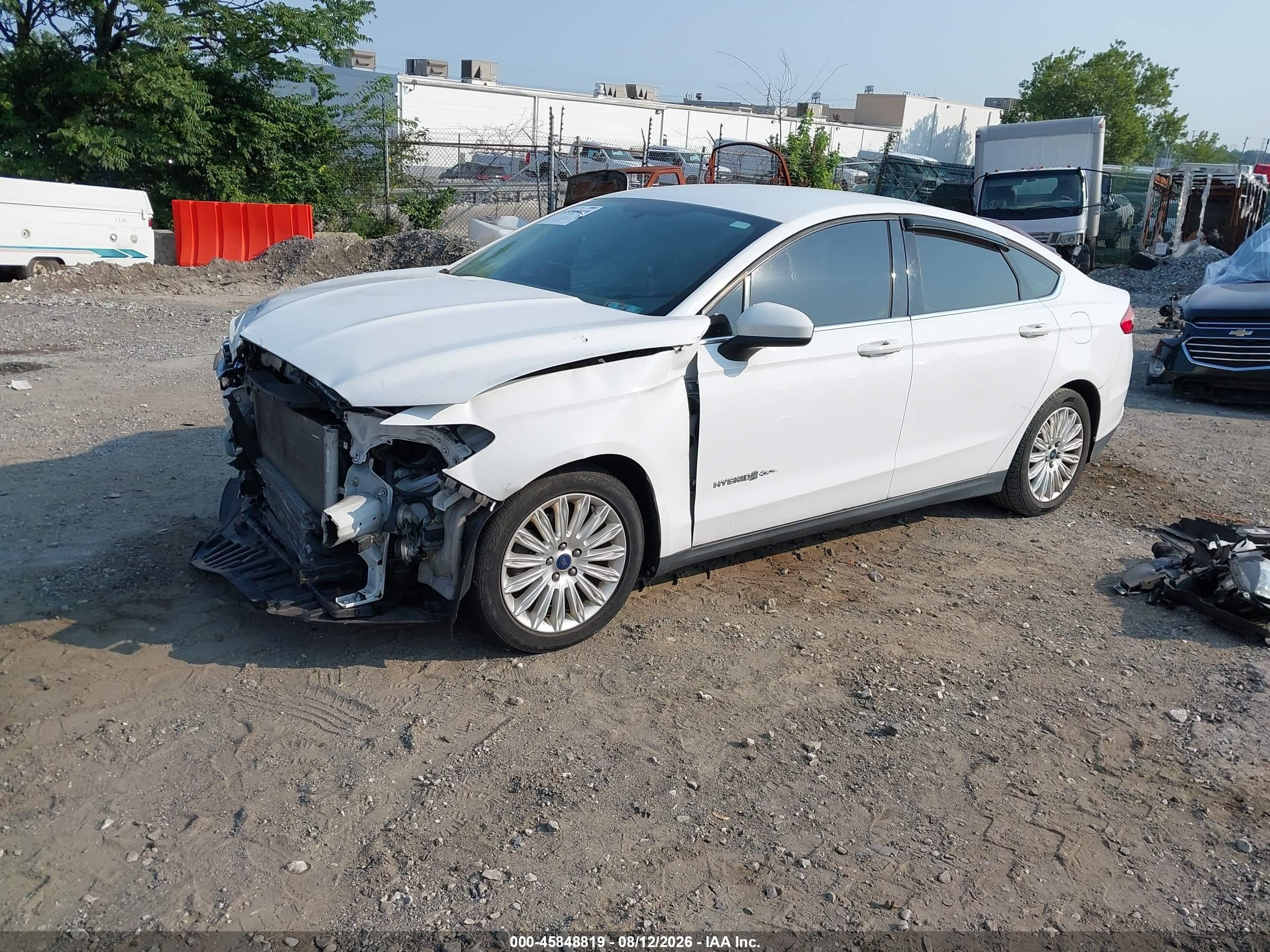 2014 Ford Fusion Hybrid S White vin: 3FA6P0UU0ER145488